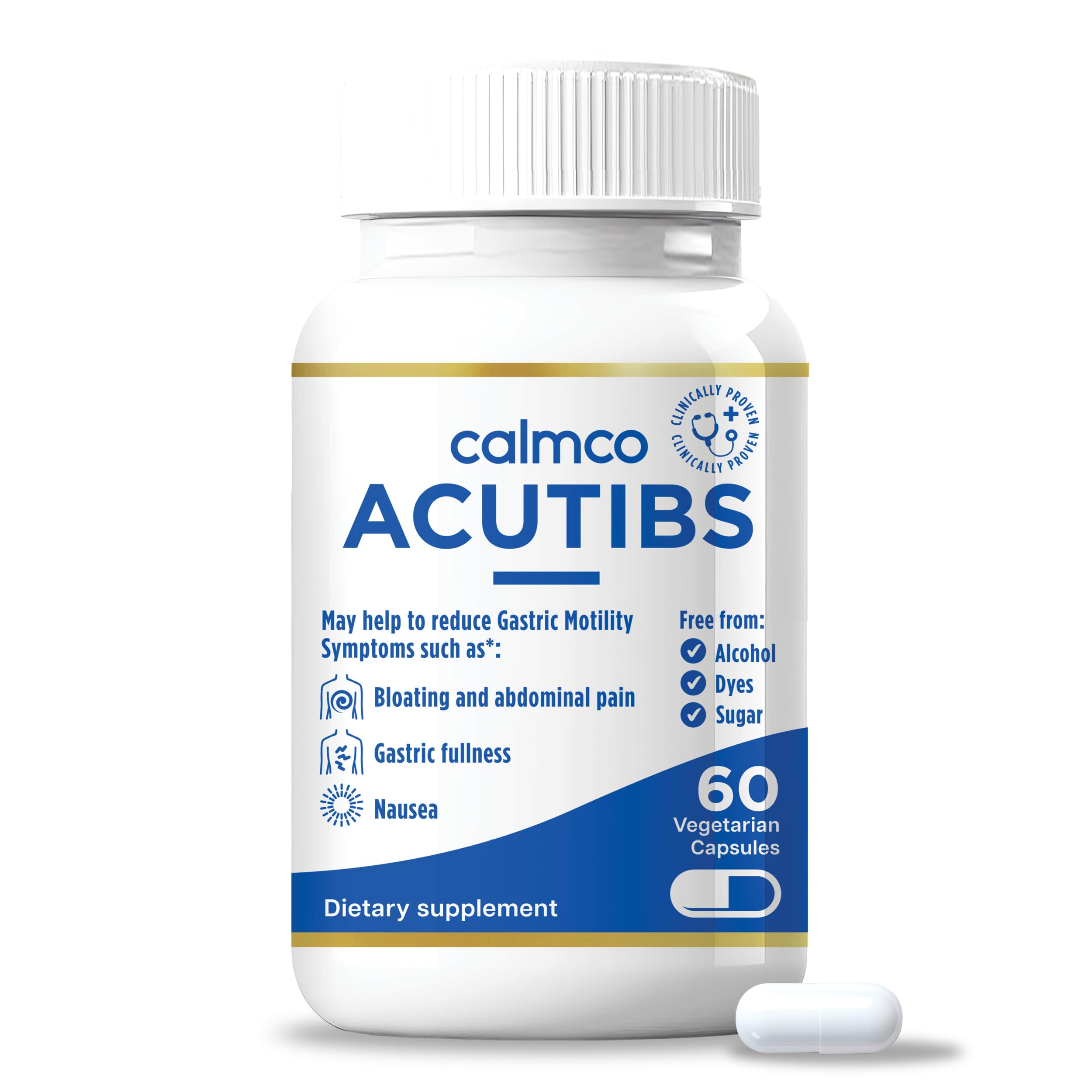 CalmCo Acutibs Vegan Capsules, Natural Digestive Aid, 60 Count