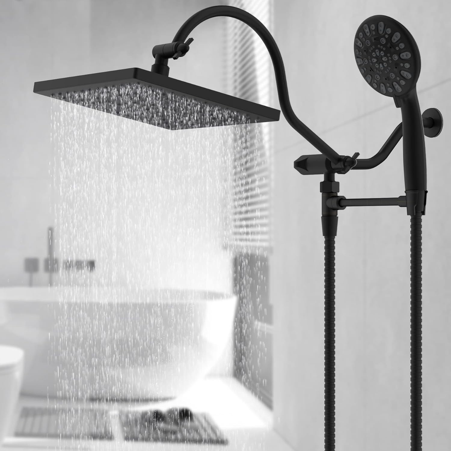 Hibbent All Metal Shower Head Holder, Adjustable Solid Brass Showerhead Bracket for Handheld Showerhead, Shower Spray Holder, Oil Rubbed Bronze