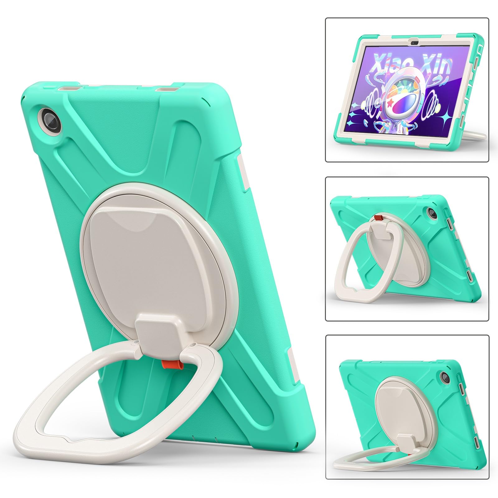Etui na Lenovo Tab M10 Plus 3. generacji 10,6 cala 2022 (TB125FU/TB128FU/TB128XU), odporne na wstrząsy etui z obrotowym stojakiem 360, do paska ręcznego/ramienia tabletu (zielony BH)