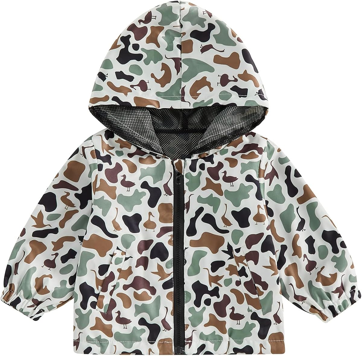 Toddler Baby Boy Windbreaker Jacket Camo Zipper Hooded Rain Coat
