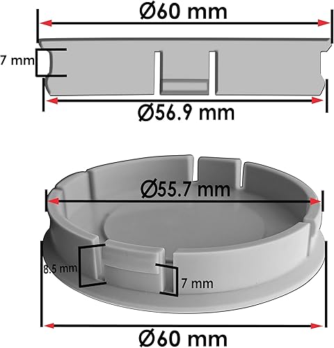 Miniatura 2 de Biomar Labs® Tapacubos de rueda universales 3D de 2.362 in, 4 tapas centrales plateadas, CS 8