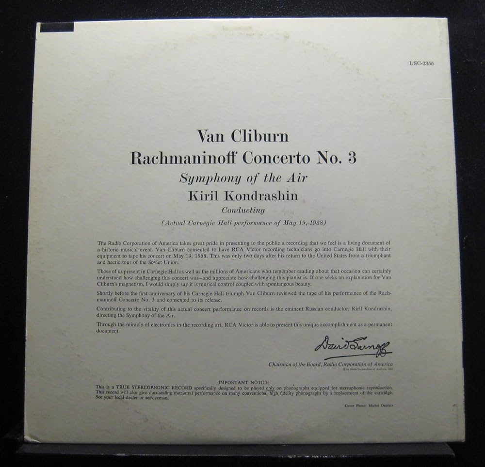 Van Cliburn, Rachmaninoff, Kiril Kondrashin, Symphony Of The Air
