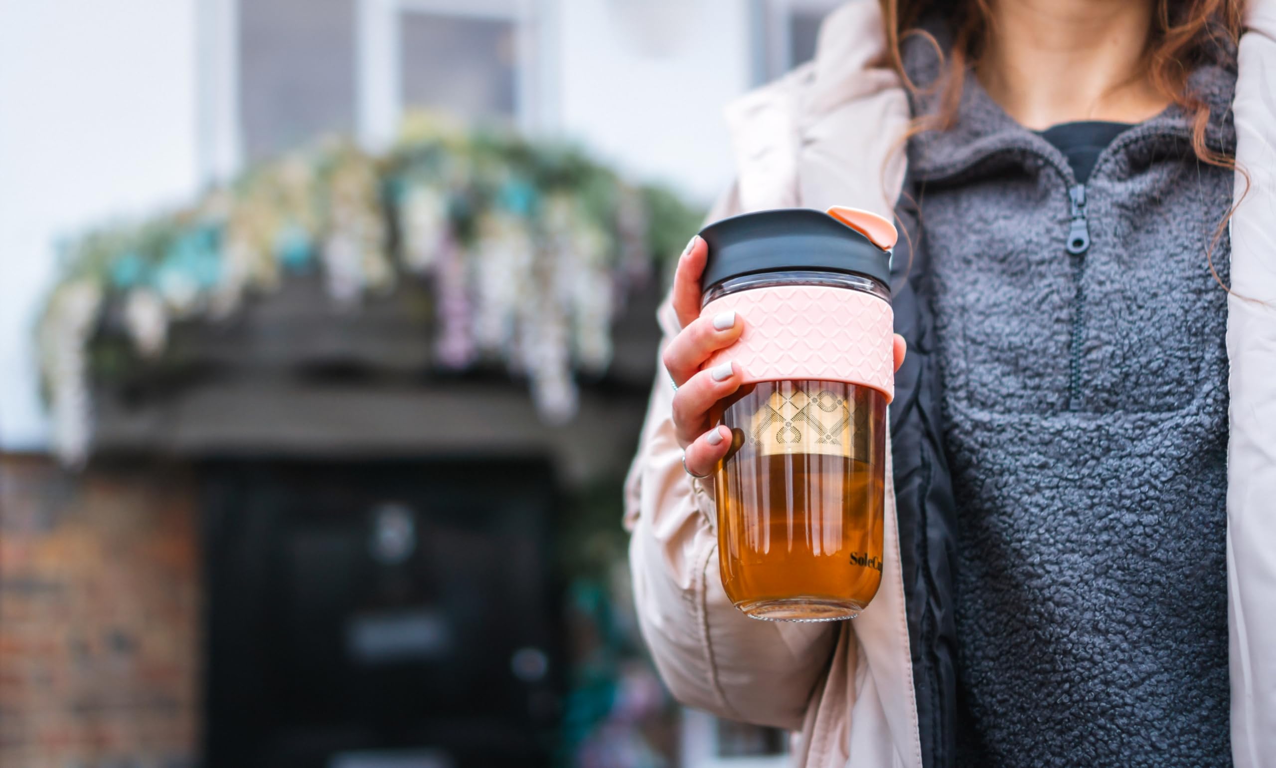 SoleCup. Large Travel Mug Loose Tea Infuser, Detachable Tea Strainer with Spill Proof Lid - Image 4