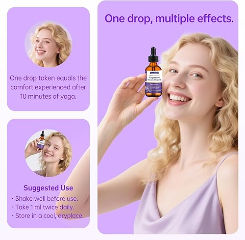 Miniatura 5 de Gotas líquidas de magnesio L-treonato de 1500 mg de alta absorción para el cerebro para el sueño Memory Focus Sleep sin azúcar vegano 2.04 fl oz,