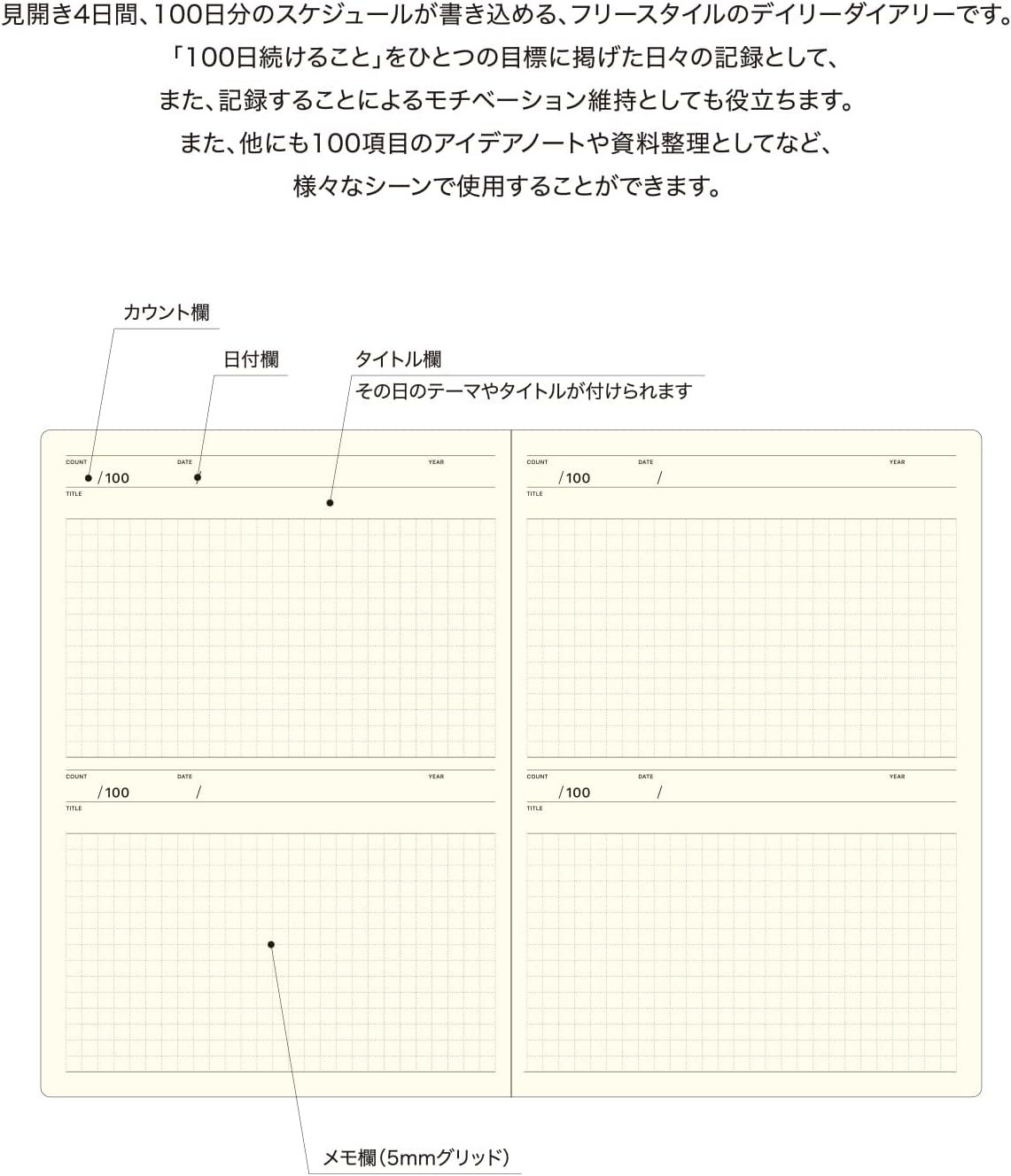 Amazon Co Jp Laconic Lgf04 36 Notebook Diary A5 100 Day Date Free Style Notebook Office Products