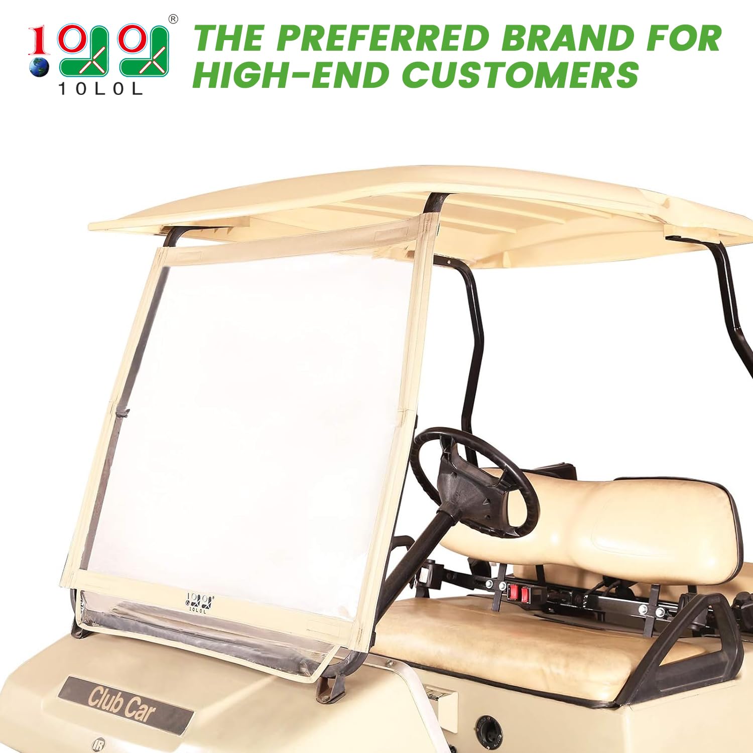 10L0L Golf Cart Windshield Fits Club Car DS Soft Golf Cart Lightweight Foldable Windproof Waterproof