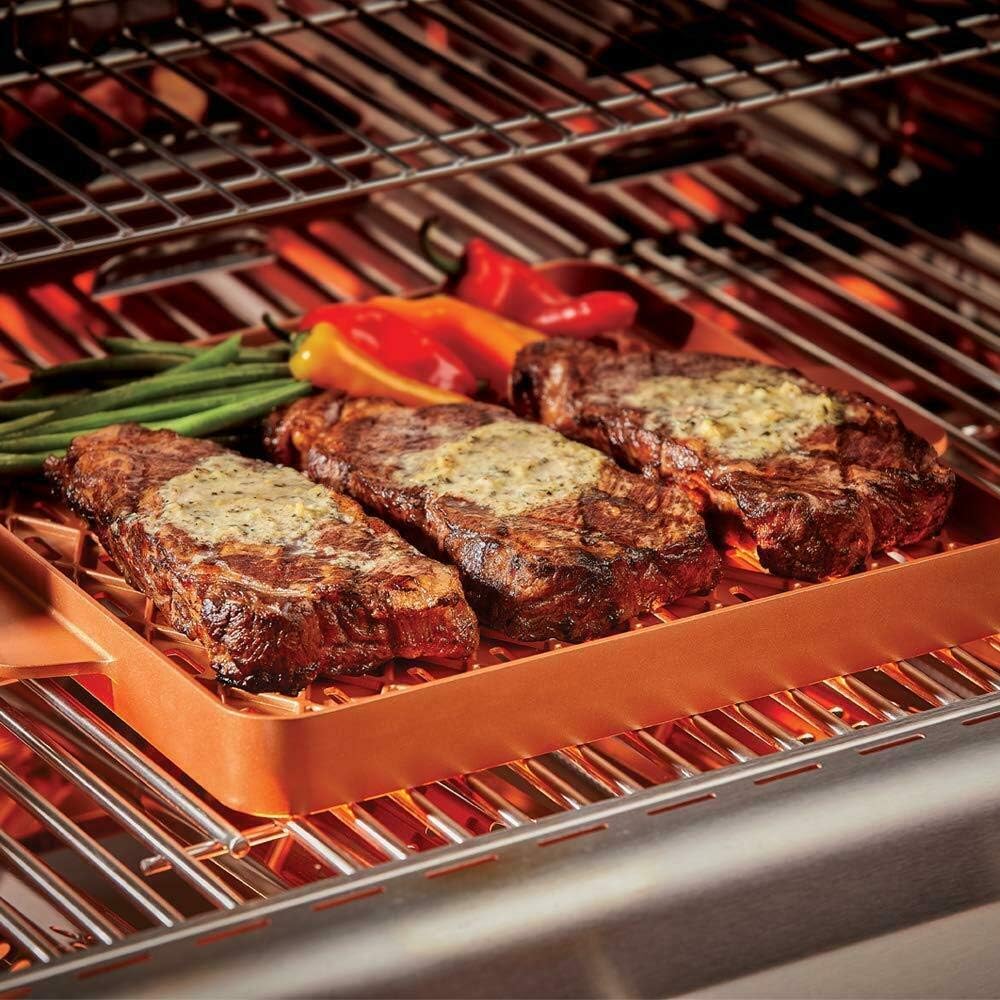 Copper Chef Copper Barbecue Grill Pan Griddle 12" Square X Design Non Stick Pan