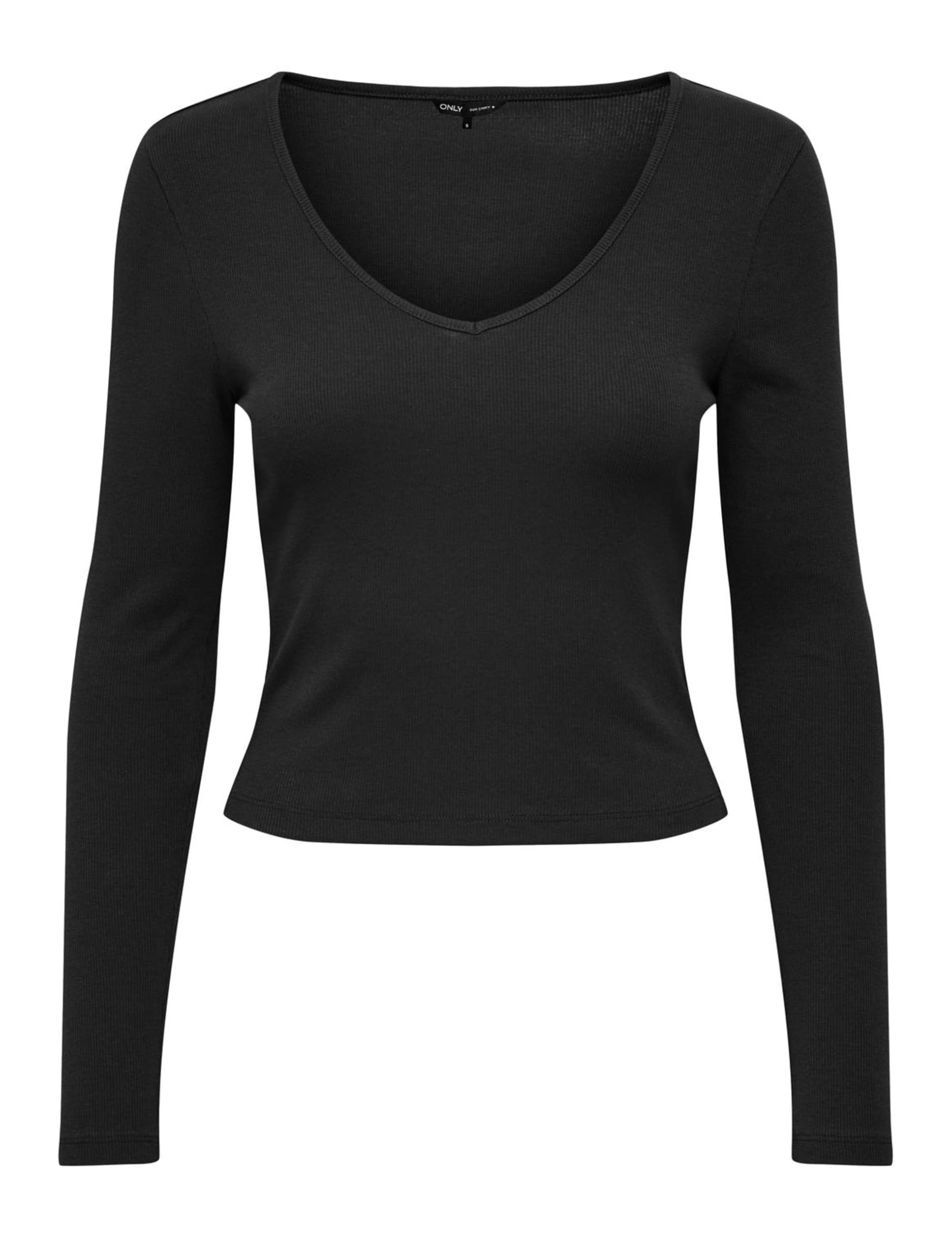 ONLY Onlkaya L/S V-Neck Short Top JRS, Black, XL