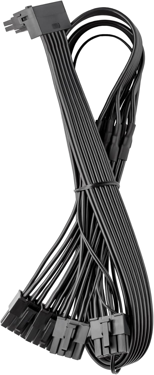 CableMod Basics RT-Series 12VHPWR 90 Degree StealthSense PCI-e Cable for ASUS/Seasonic/Phanteks - Variant A (Black, 16-pin to Quad 8-pin, 60cm)