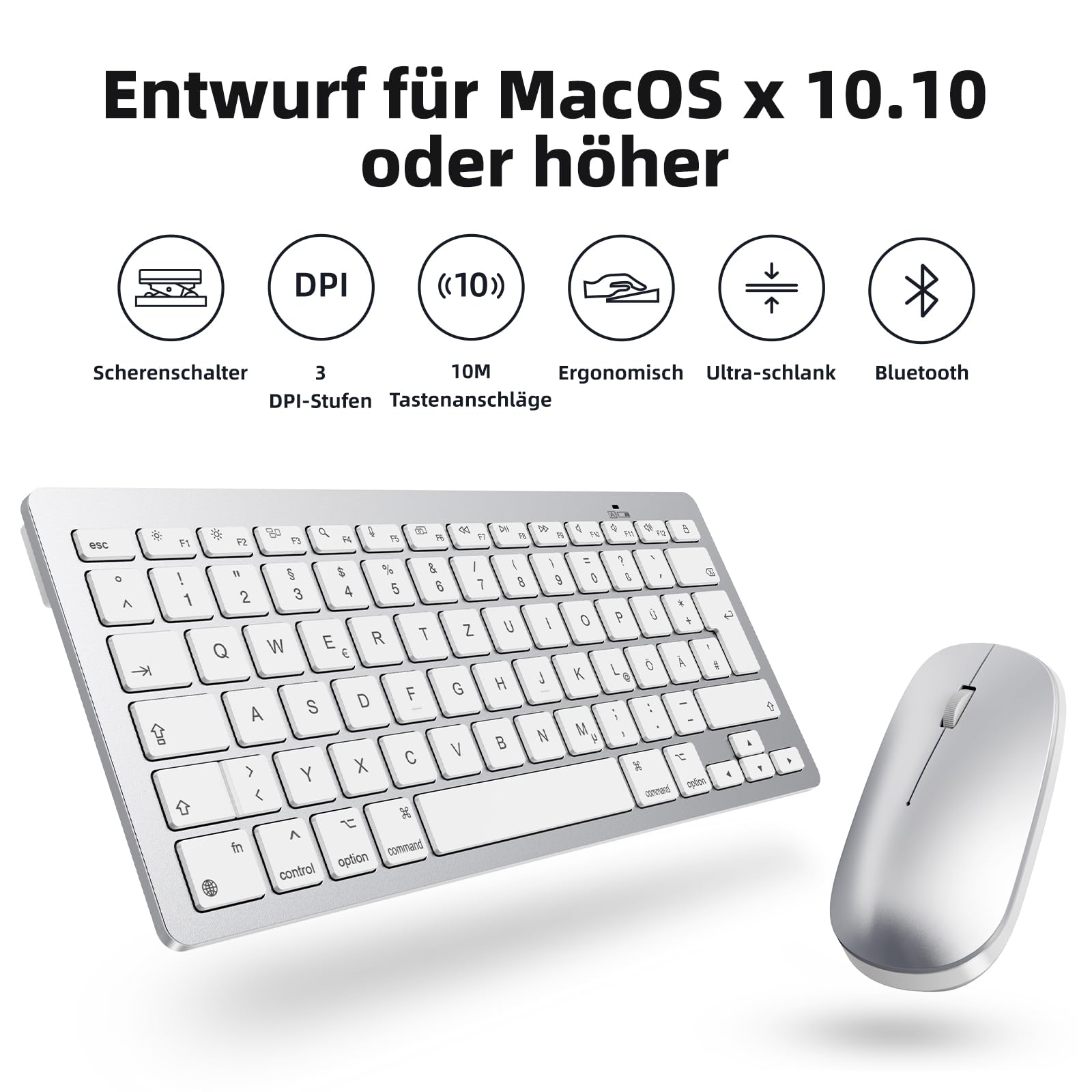 OMOTON Bluetooth-Mac-Tastatur, Kabellose Magic Keyboard für Apple