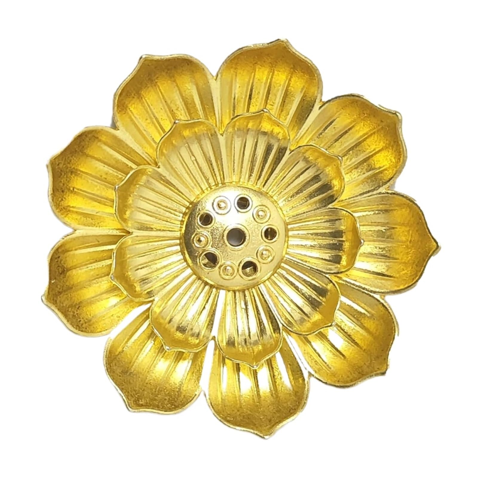 Räucherstäbchen Räuchergefäß Halter Poröser Lotus-Räucherstäbchenhalter, Haushalt, Sandelholzbrenner, Räuchertablett Zuhause Büro Yoga(Gold)