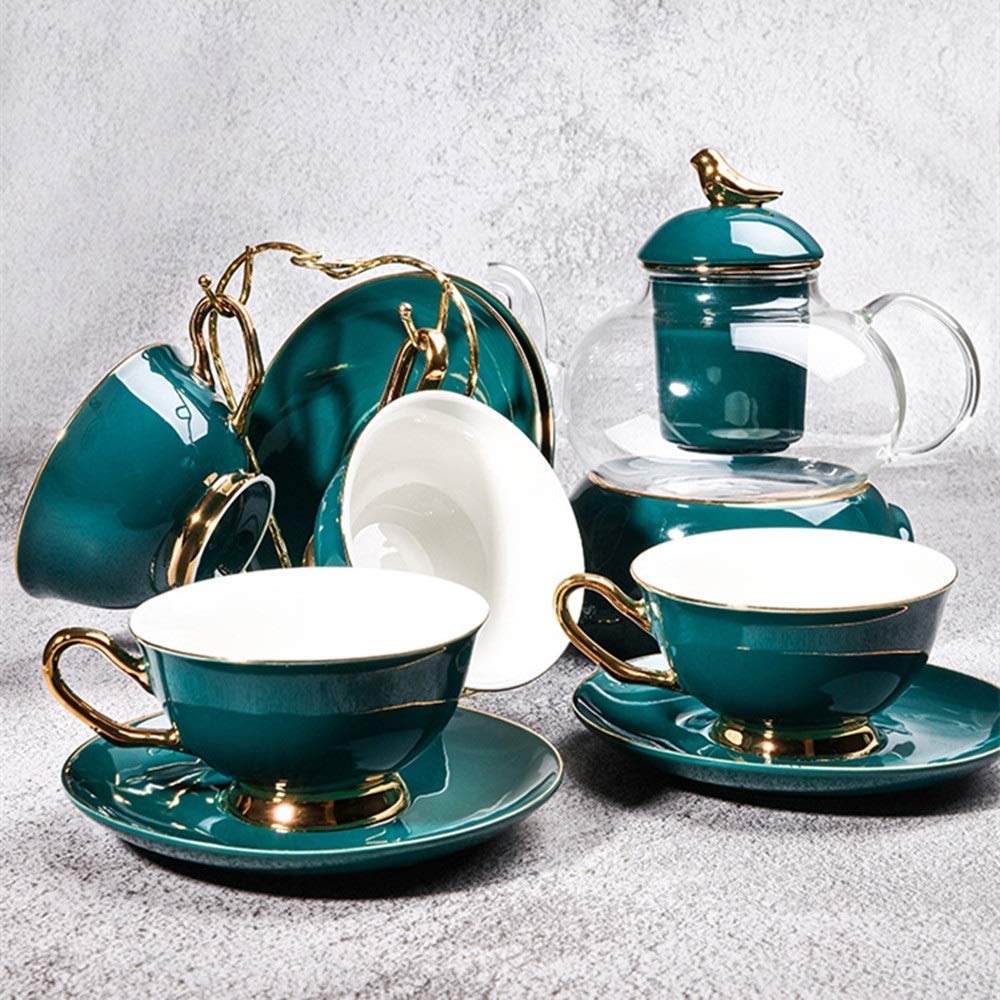 XINGYU Zestawy do herbaty w stylu europejskim glazurowana porcelana serwis do kawy i herbaty z 6 częściami filiżanek i 6 spodkami popopołudniową herbatą naczynie do picia zestaw do kawy do domu