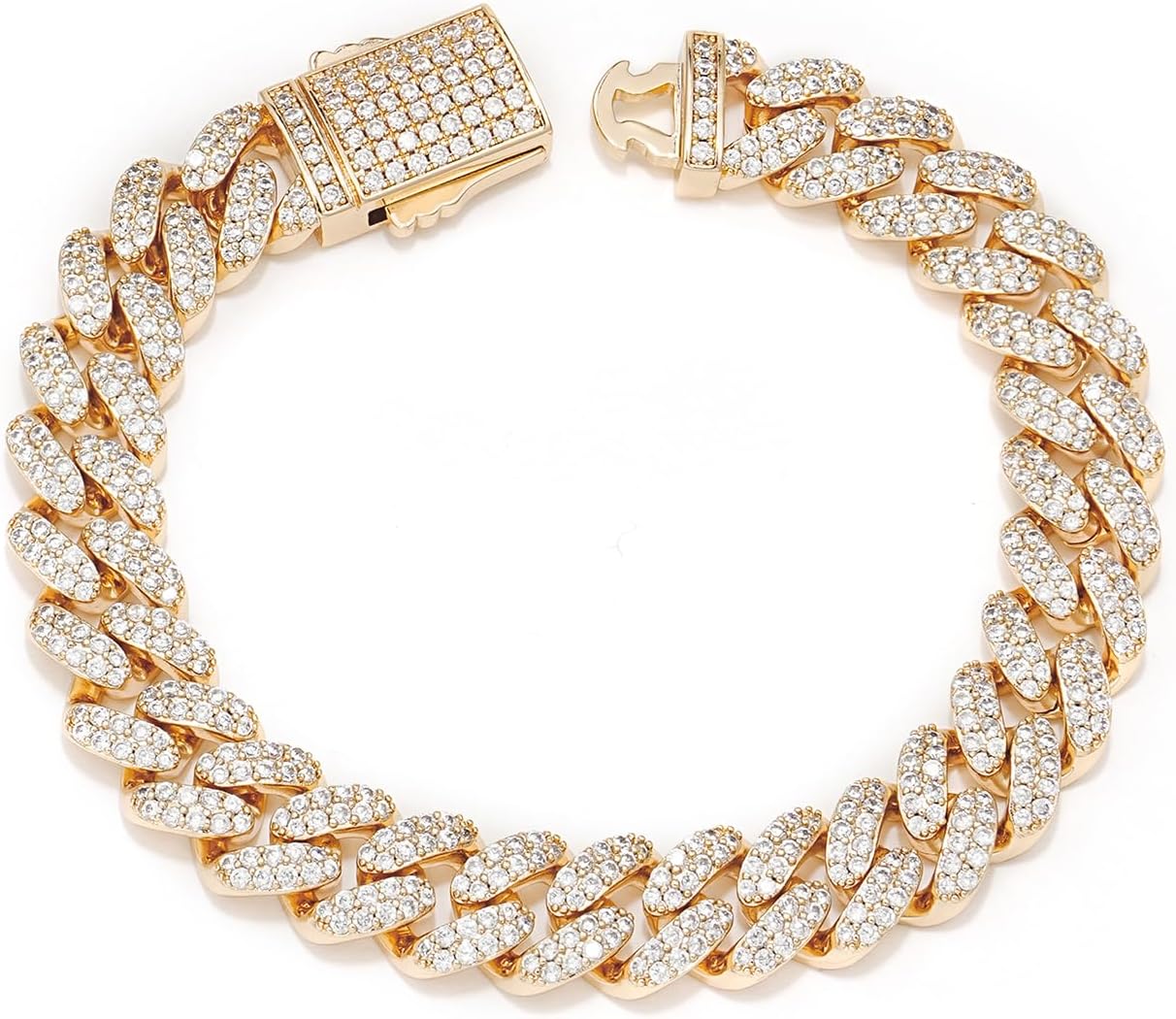 NOKMIT Cuban Bracelets for Women Men Iced Out Thick Miami Cuban Link Curb Chain Bracelet Bling Diamond Hip Hop Jewelry