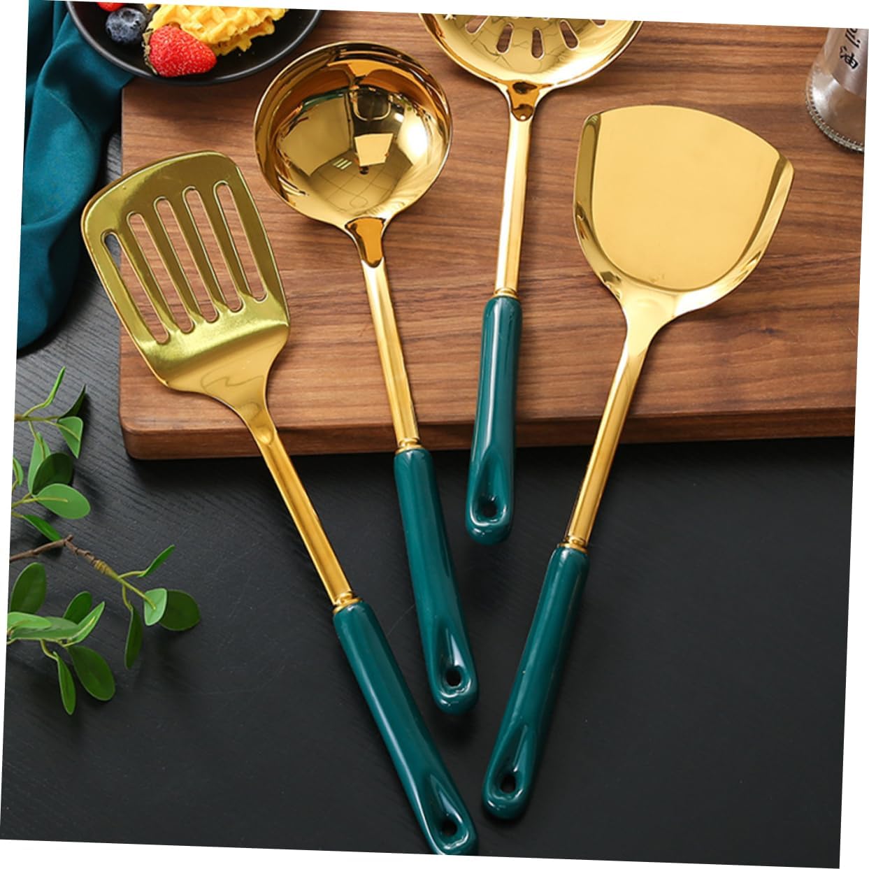 7-Piece Stainless Steel Kitchen Utensil Set Ceramic Handles Heat-Resistant Non-Stick Cooking Tools for Stir-Frying and Cooking