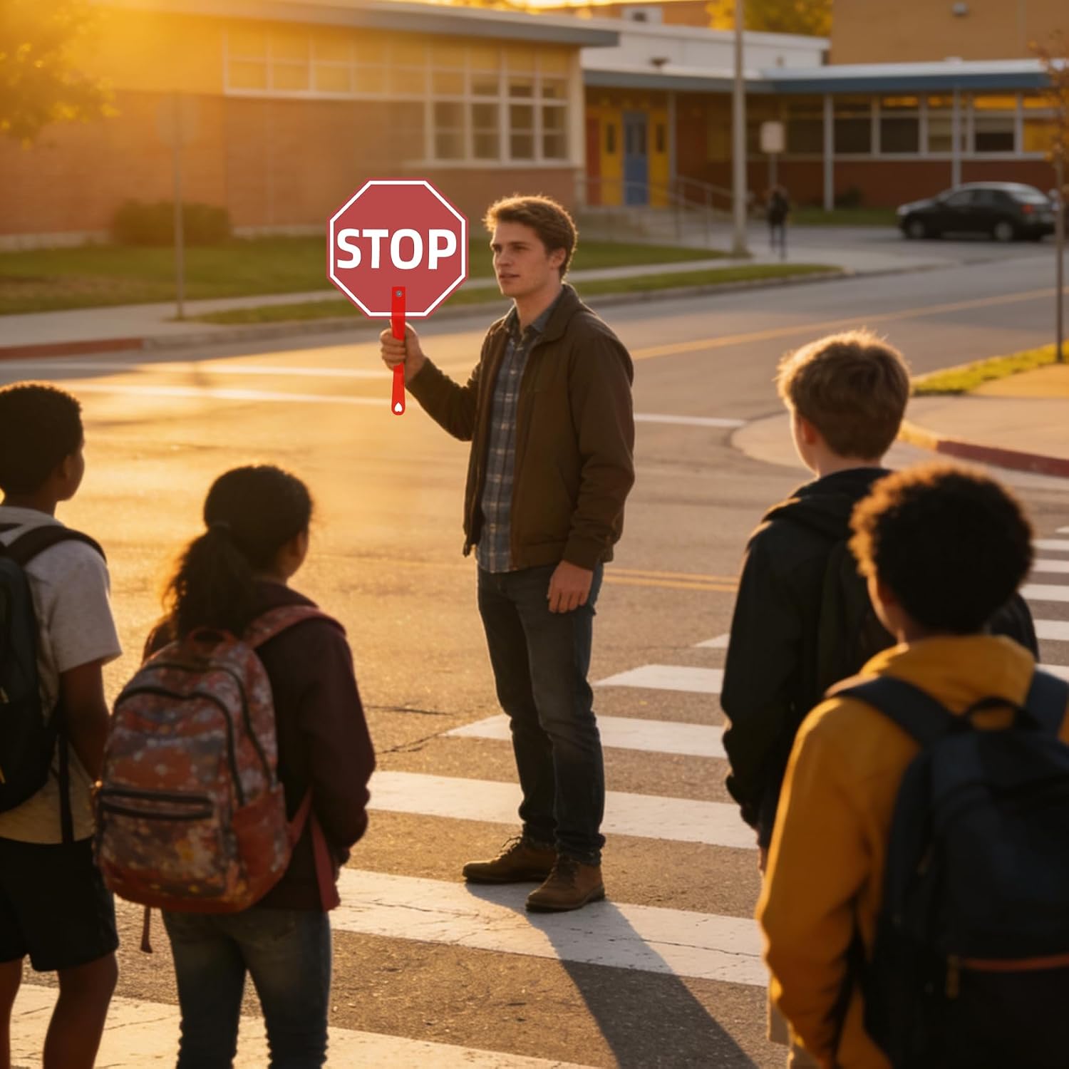 Mini Handheld Plastic Stop Signs for Classroom (4) | Interaction Teacher Supplies for Classroom, Stop Sign Room Decor Sign, Traffic Safety Tool for Guiding Traffic Street Safety