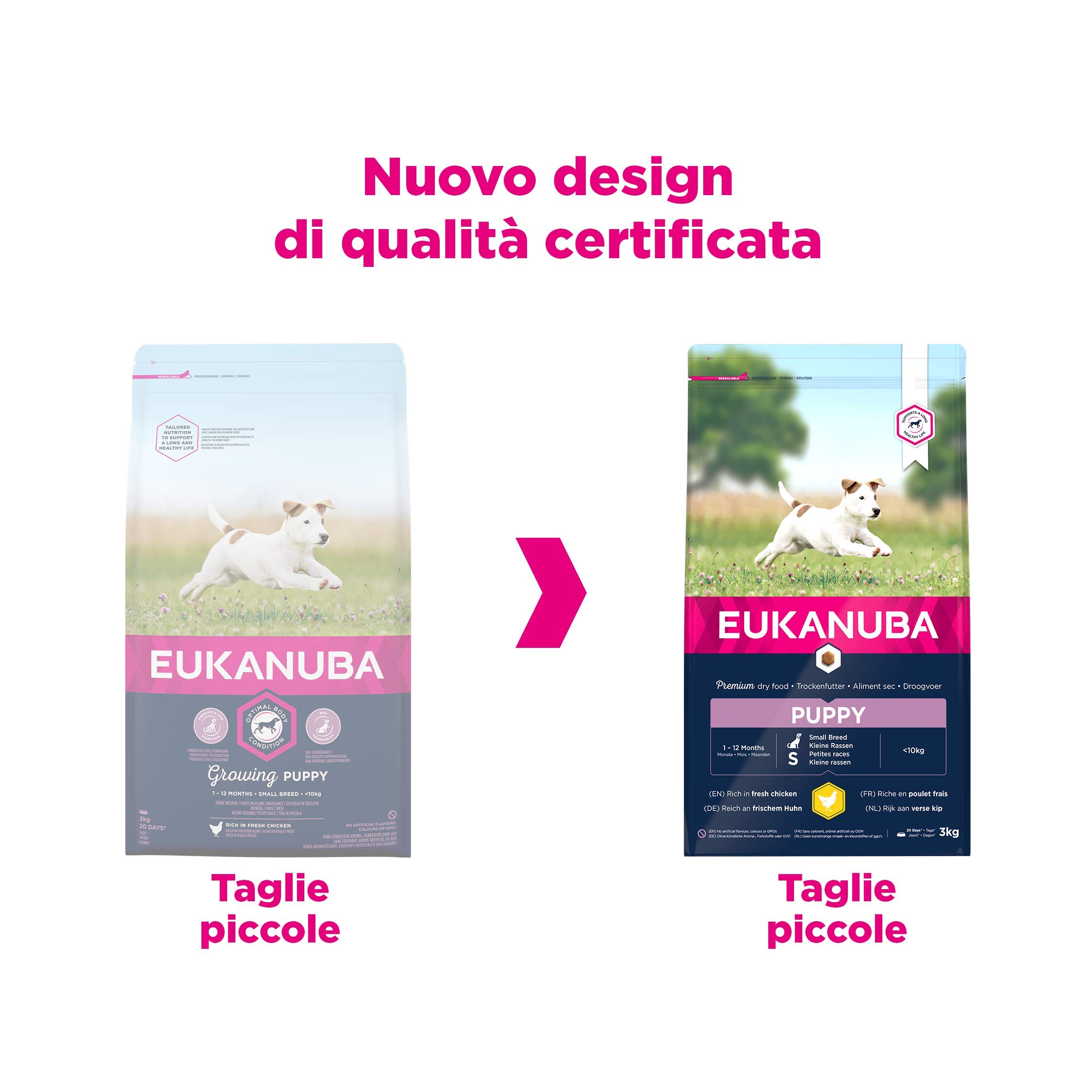 Eukanuba Cibo Secco per Cuccioli in Crescita, per Cani di Taglia Piccola, Ricco di Pollo Fresco, 3 kg