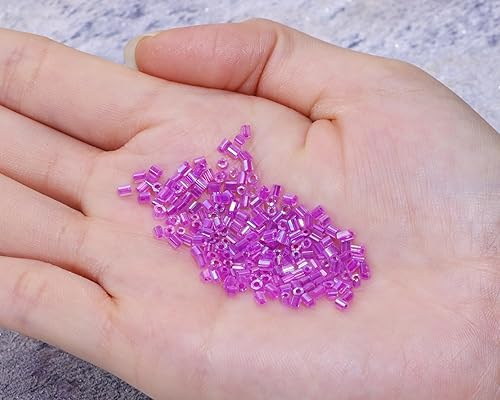 Miniatura 10 de PPhtony Cuentas de tubo de cristal para corneta, 1400 unidades1.06 oz, mini cuentas de semillas de 0.079 x 0.118 in, cuentas espaciadoras sueltas