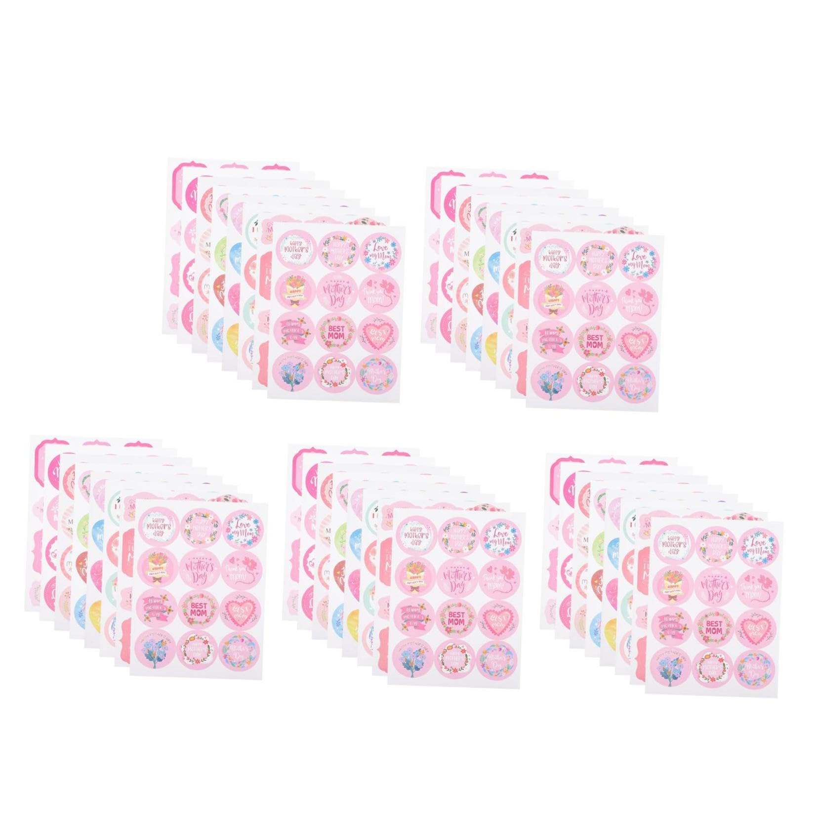 NUOBESTY 5 Set Etichetta Di Imballaggio Per La Festa Della Madri Madre Confezione Pieces Buste Colorate Adesivo Per La Festa Della Adesivo Da Forno Fai Da Te Rosa 32 Pezzi * 5