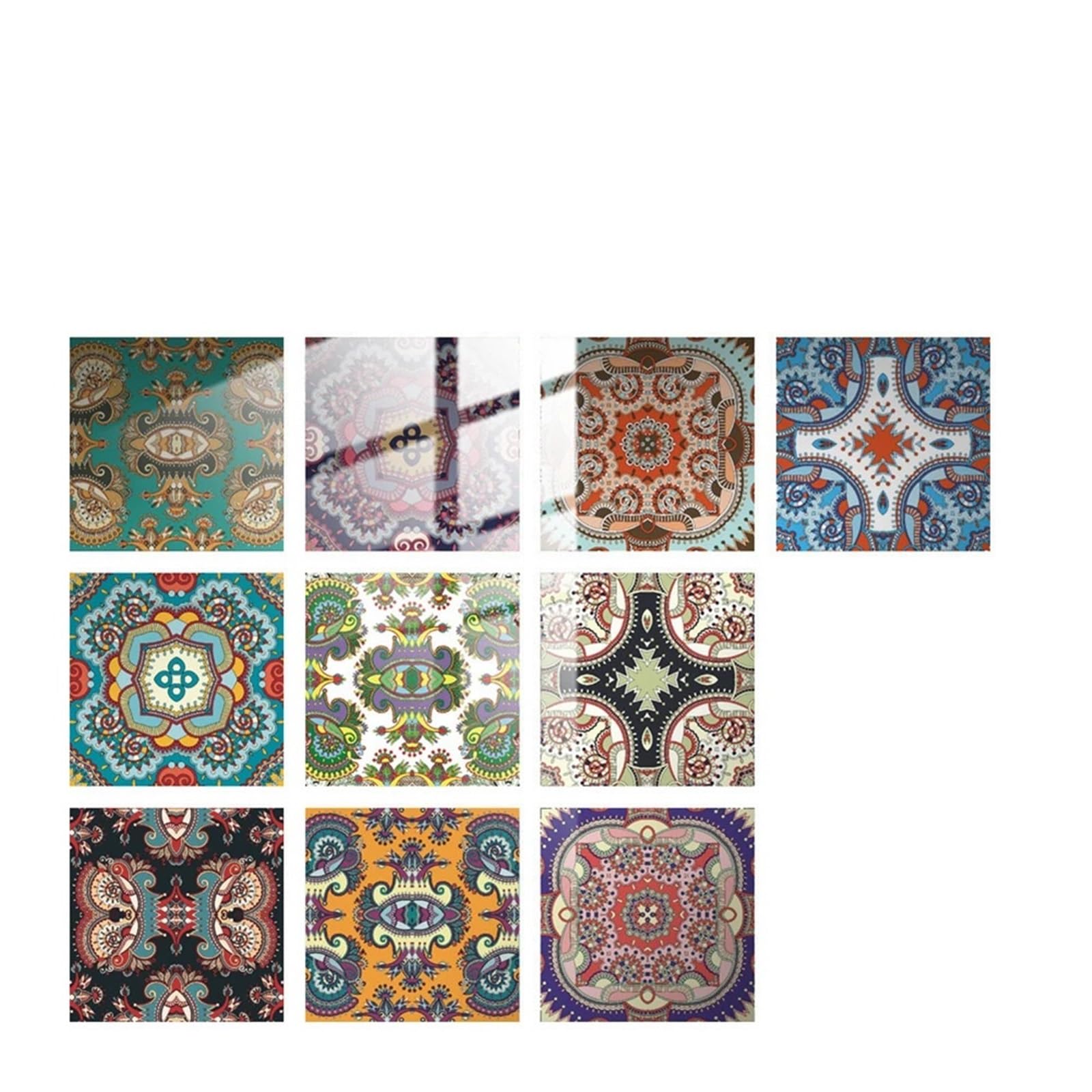 Wall Tile Sticker Tile Stickers 10pcs Retro Pattern Surface Crystal Tiles Sticker Waterproof Murals Self-Adhesive Decorative Kitchen Tables Wall(Color10)
