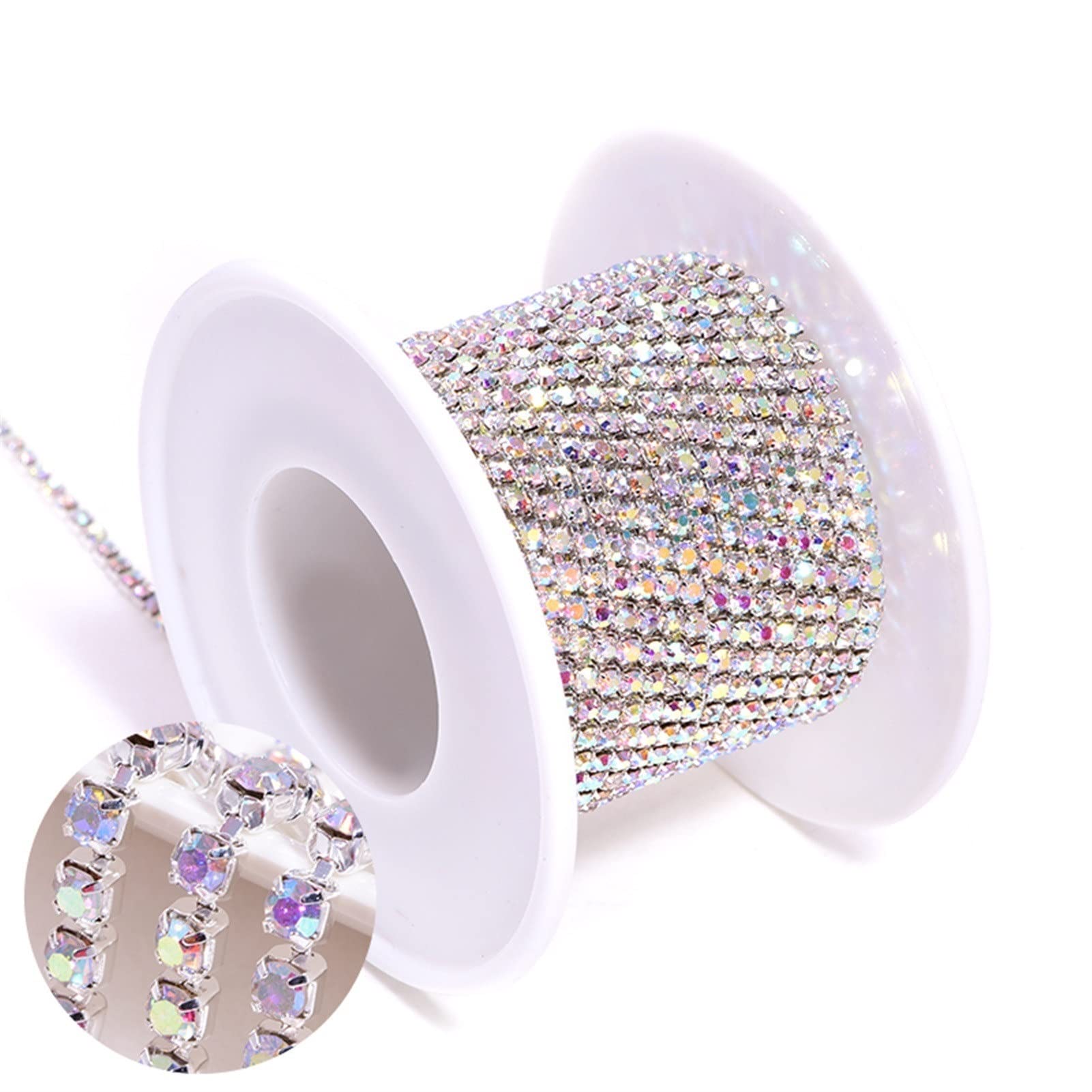 ACiyD Strassband 10 Yards SS6-SS18 Close Mat Glitter Strasskette Aufnähbare Strass Cup Kette Bekleidungszubehör Trim Cup Chain Strasskette zum Basteln (Color : C, Size : SS6 2mm 10yards