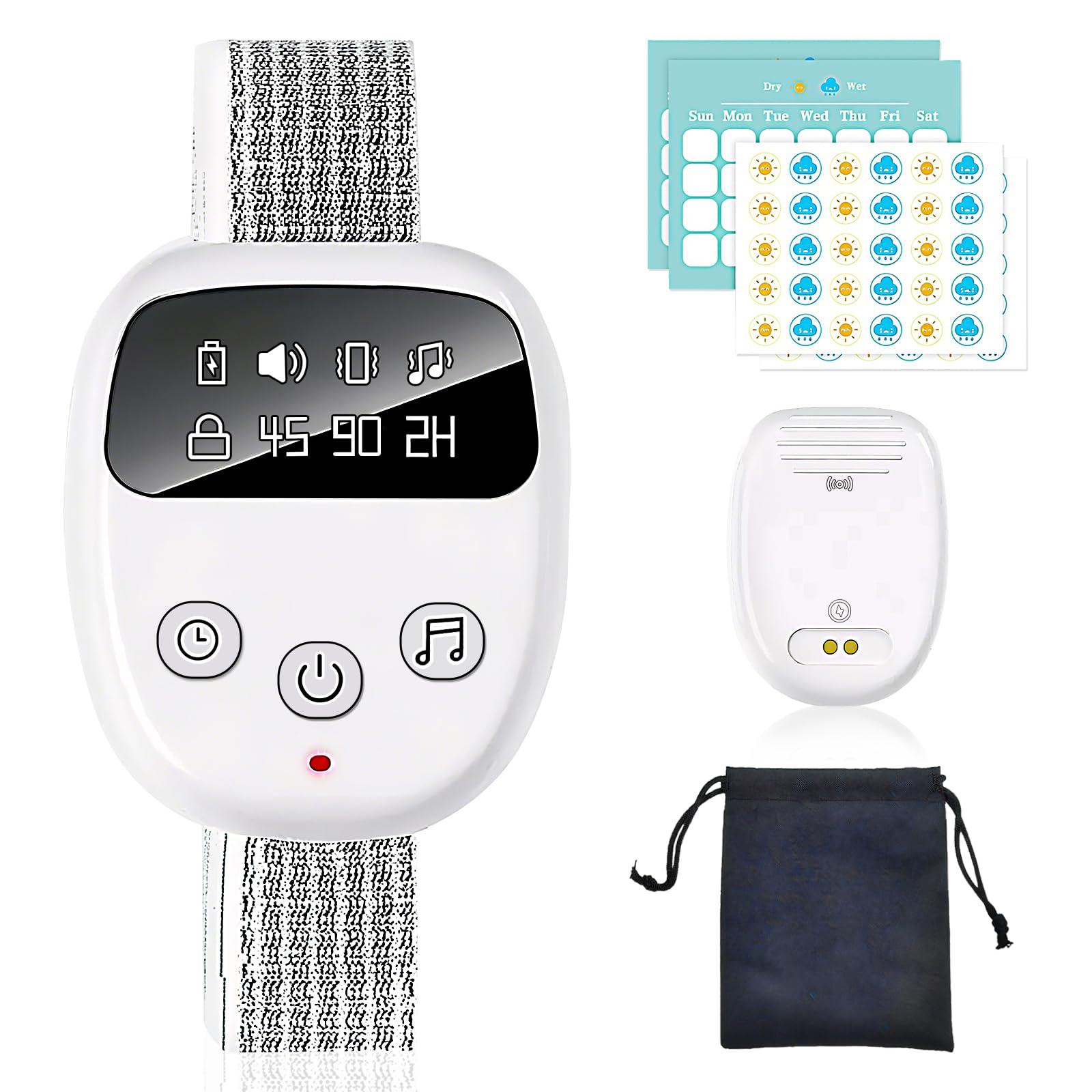 Alarma inalámbrica para niños y adultos, alarma recargable para niños y adultos, dispositivo de entrenamiento nocturno para niños y niñas, dispositivo de recordatorio de eventos de humedad