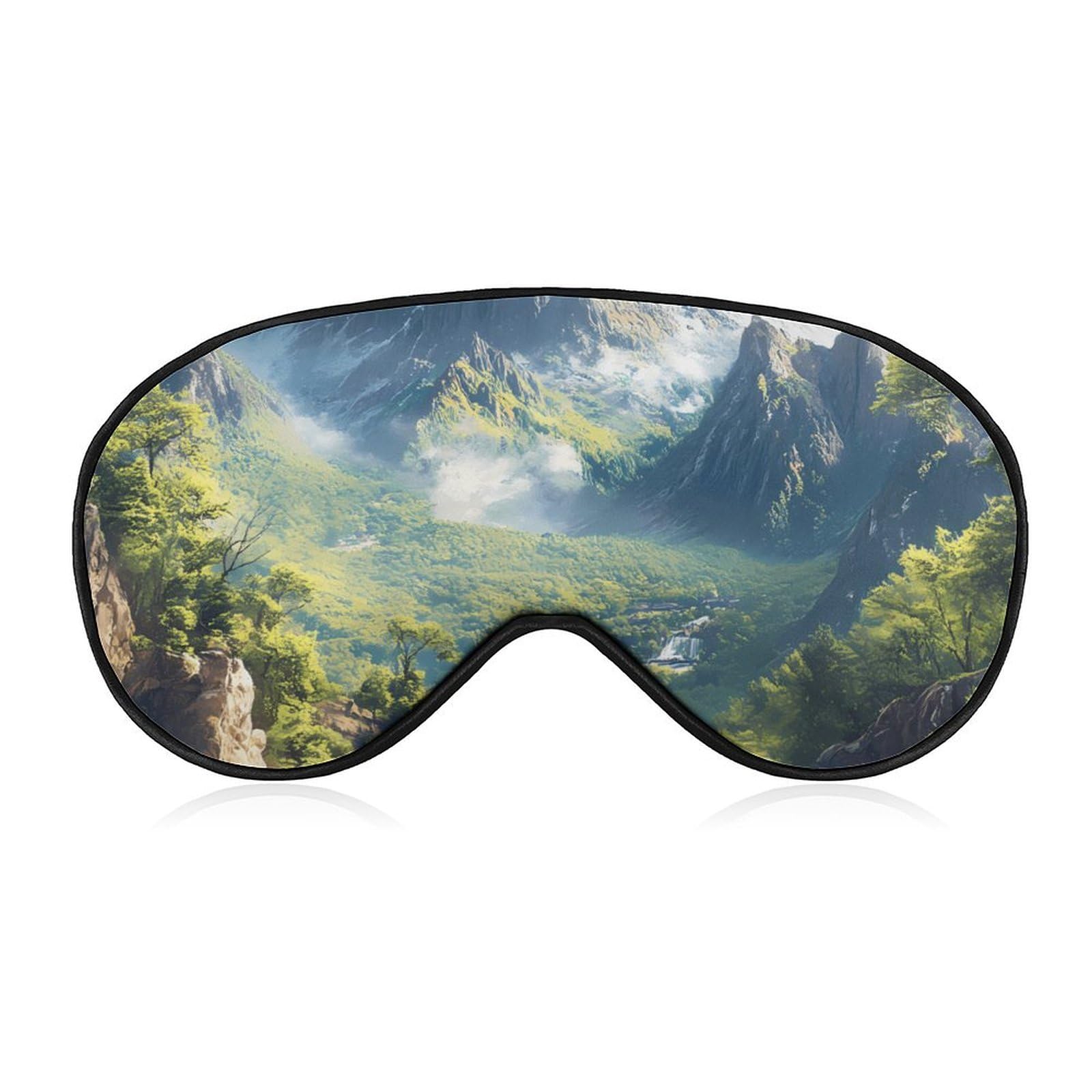 Mountain Waterfall River Landscape Sleep Mask Eye Shade Cover Adjustable Strap for Travel Lunch Break Women Men