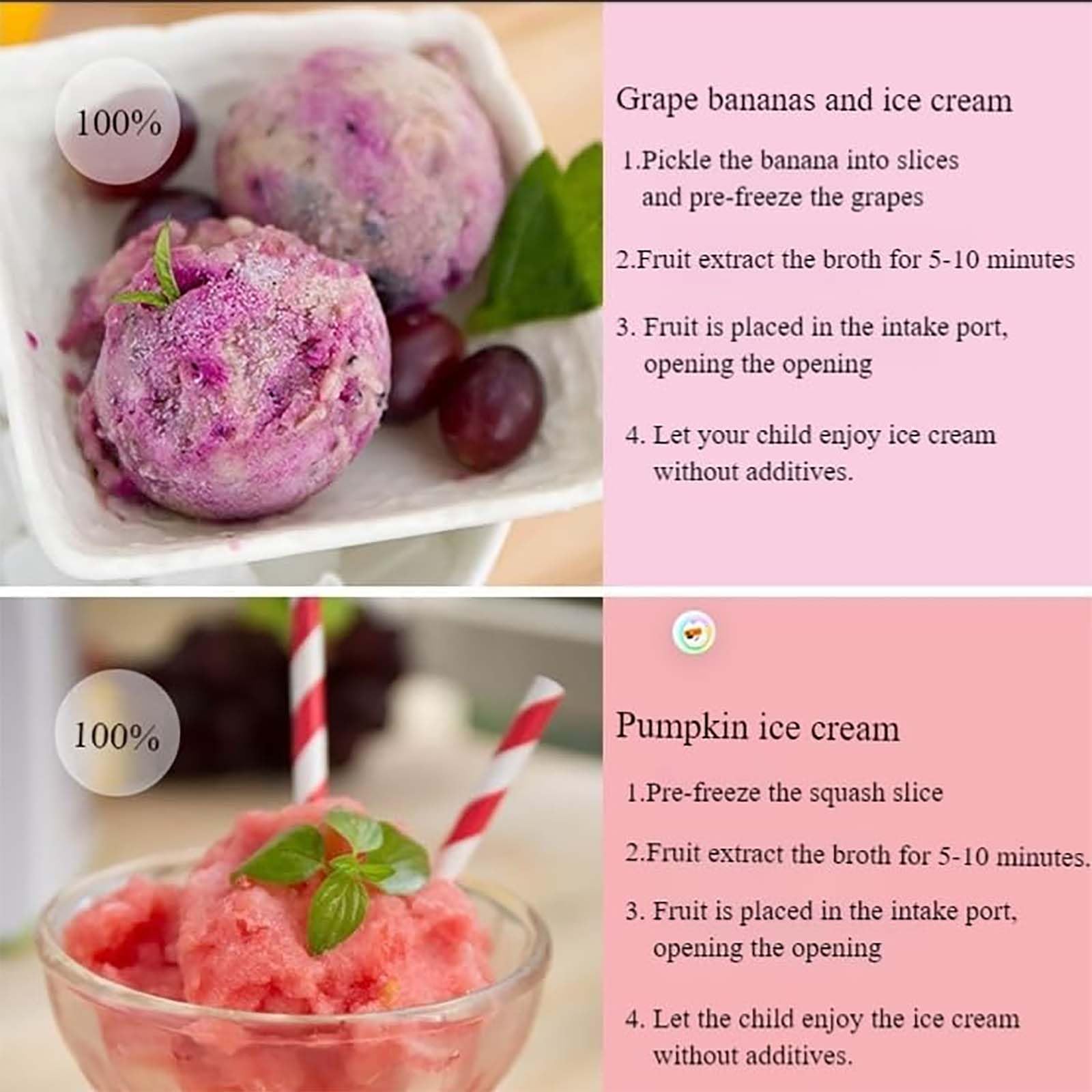Macchine per Gelato, frullatore per Yogurt alla Frutta congelato, Dessert, Fai da Te, Gelato Senza latticini, Senza BPA, per Gelato Fatto in casa, Sorbetto