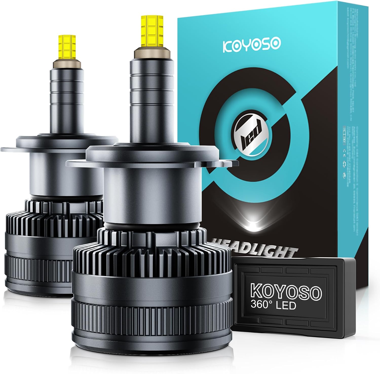 Koyoso H7 LED headlight bulbs 30000LM 6500K white view