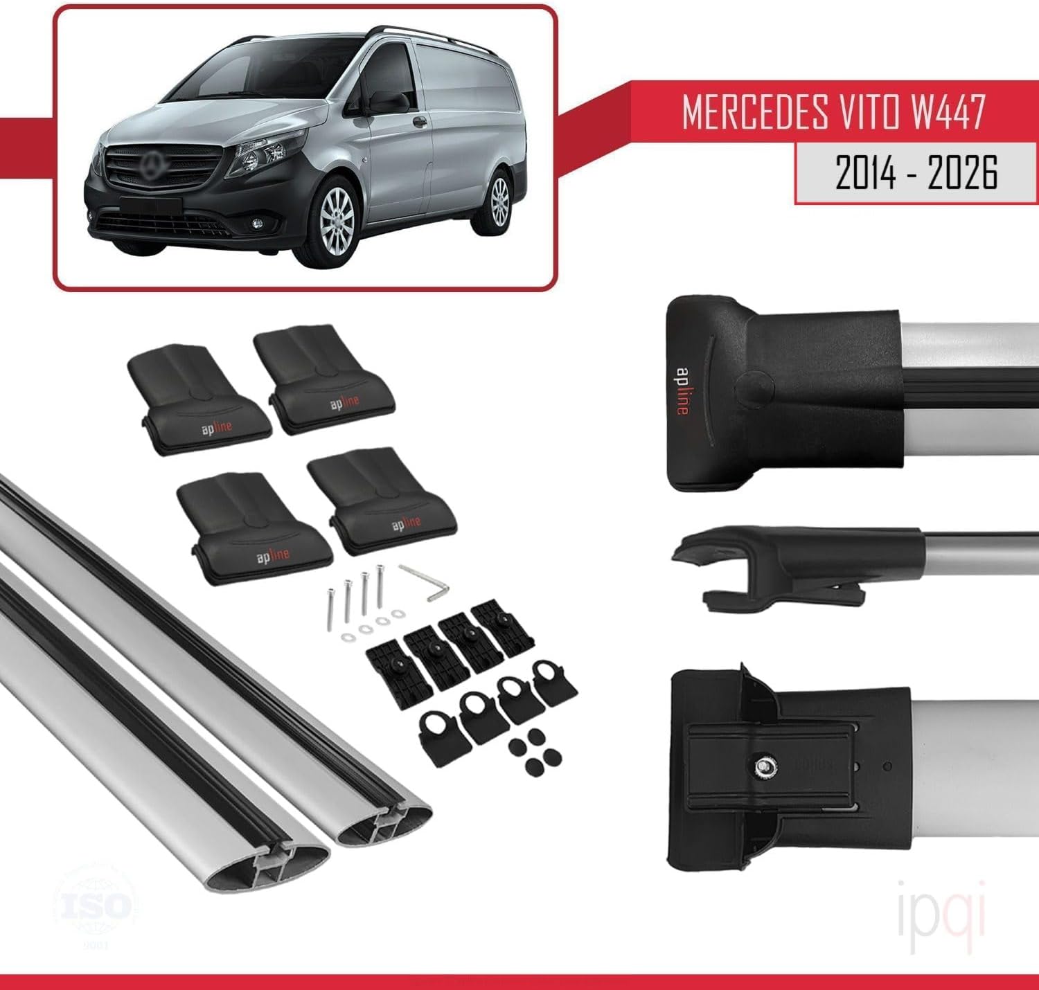 RE&AR Tuning Cross Bar for Mercedes Vito W447 2014-2020 Roof Racks Aluminium Gray