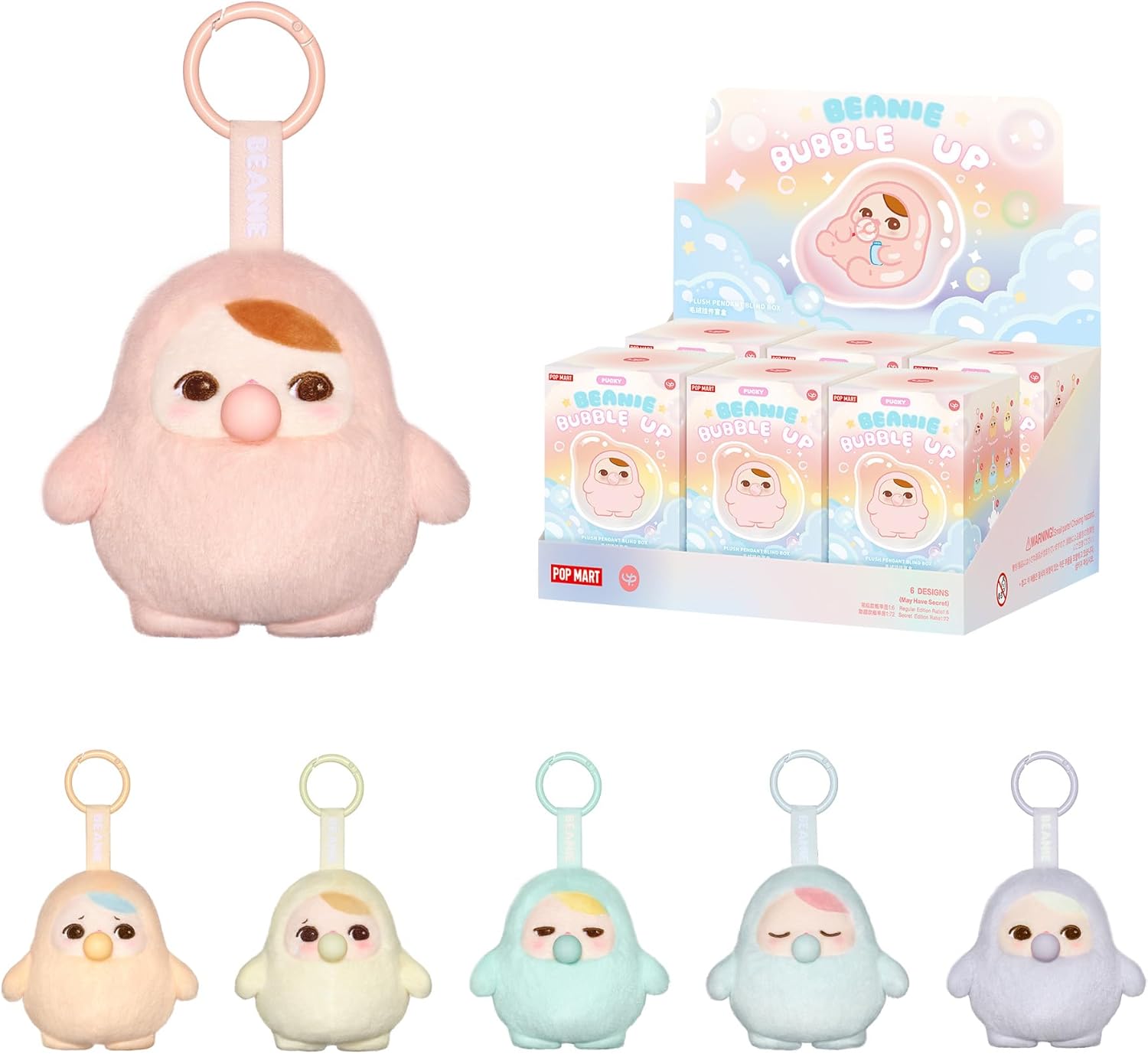 POP MART PUCKY Beanie Bubble UP Series-Plush Pendant Blind Box, Blind Box Figures, Random Design Action Figures Collectible Toys Home Decorations, Single Box