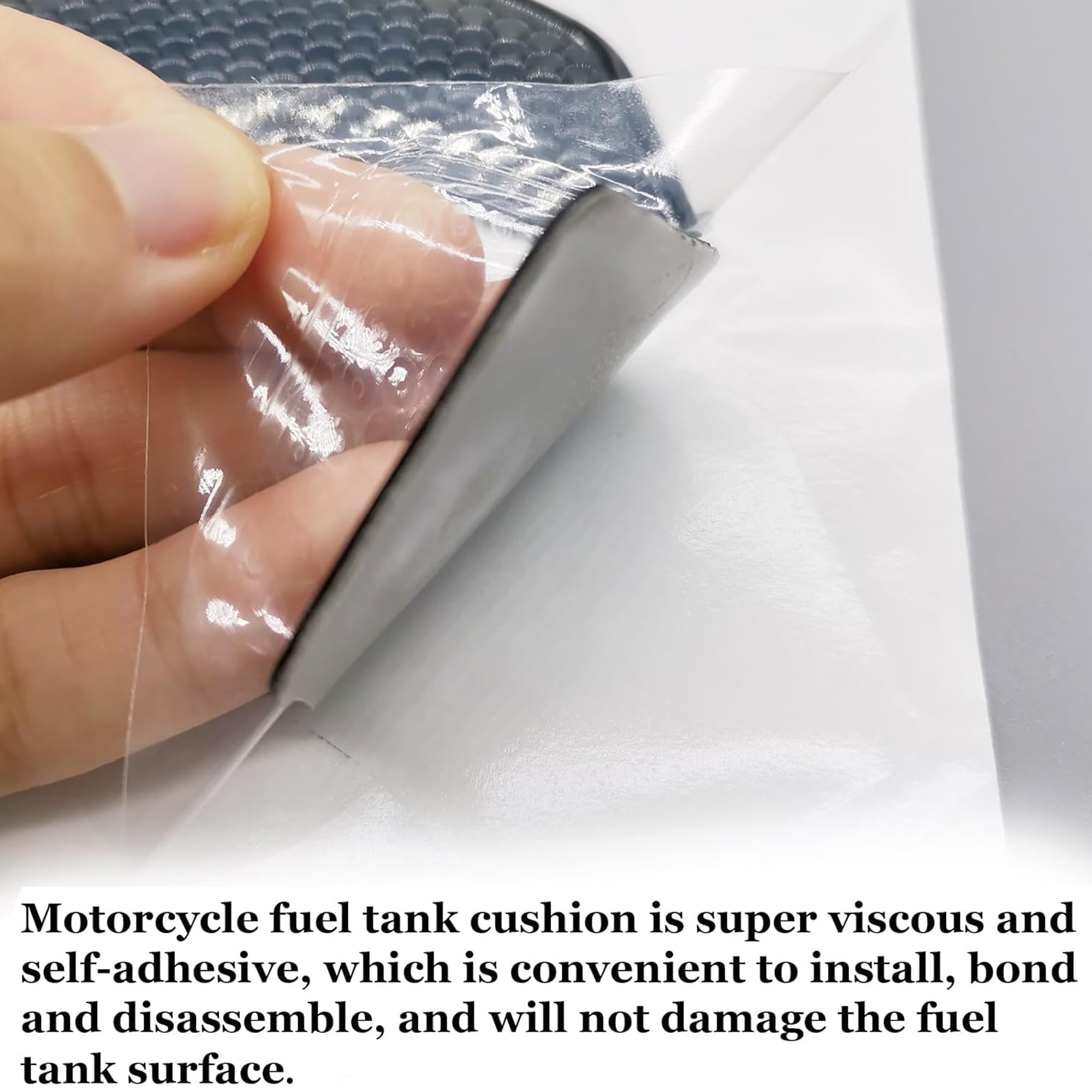 2 Pezzi Para Colpi Per Serbatoio Moto - Adesivo Antigraffio Trasparente, Design Fishbone - Foto 5