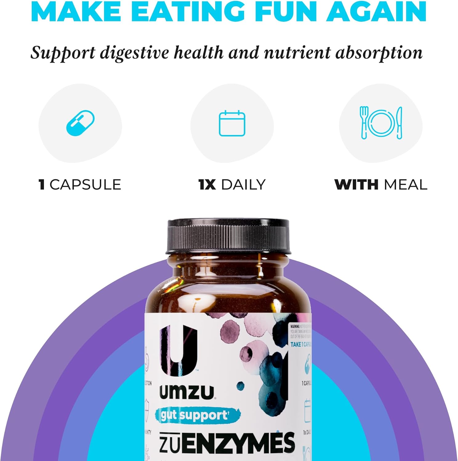 UMZU zuEnzymes Digestive Support Supplement, (30 Day Supply) – 21 Enzyme Blend with Lipase Protease & Amylase – Digestive Enzymes for Gut Health & Probiotic Daily Digestive Wellness Support Formula - Image 6