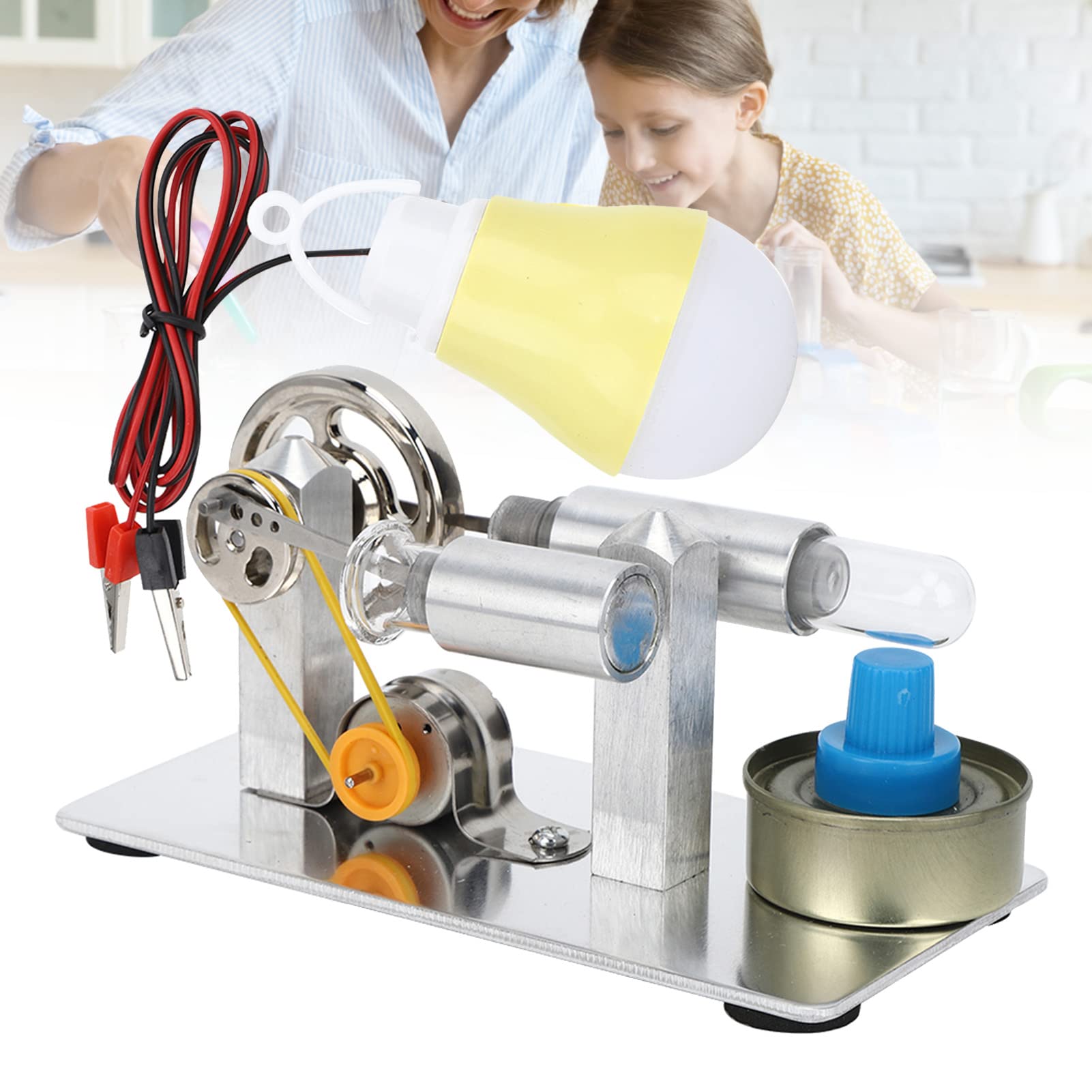 Garosa Stirling Engine Model, RVS Warmte Stoom Motor Fysieke Power Generation Experimentele Tool Gift voor Home School Kids Educatie