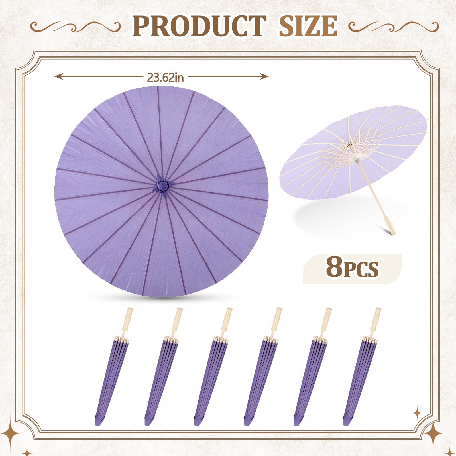 Sanwuta Papier-Sonnenschirme, chinesisch, japanisch, handgefertigt, Ölpapier, Sonnenschirm für Hochzeit, Brautparty, Foto-Requisiten, DIY-Dekoration, Gartenpartys, Teepartys, Dekorationen, 8 Stück
