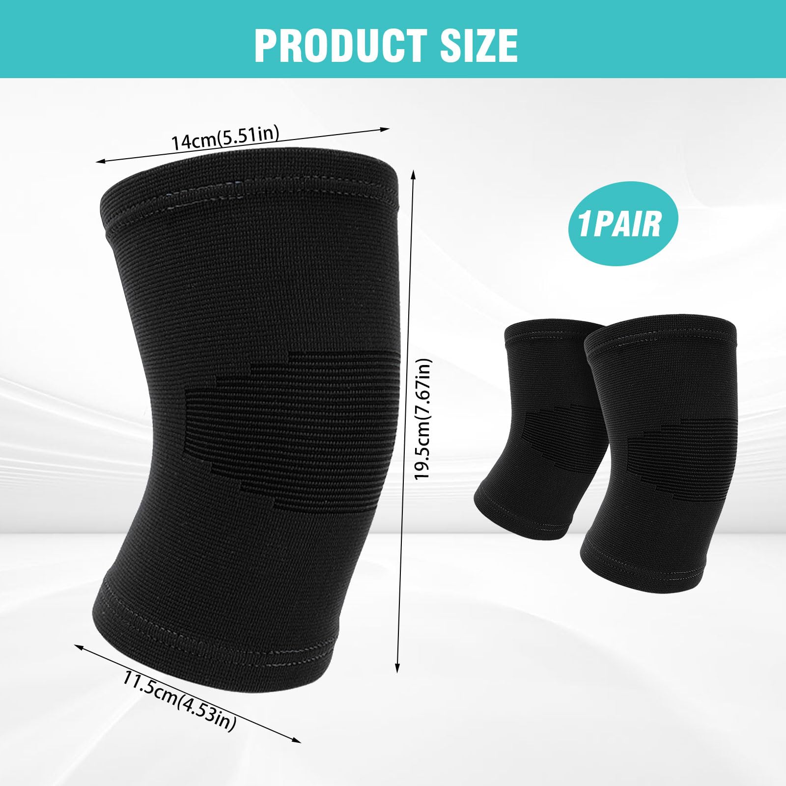 Genouillère de contention pour enfants Manchon de compression noir pour garçons et filles à partir de 7 ans Support pour les activités sportives, le football, la gymnastique le quotidien Taille uniqu