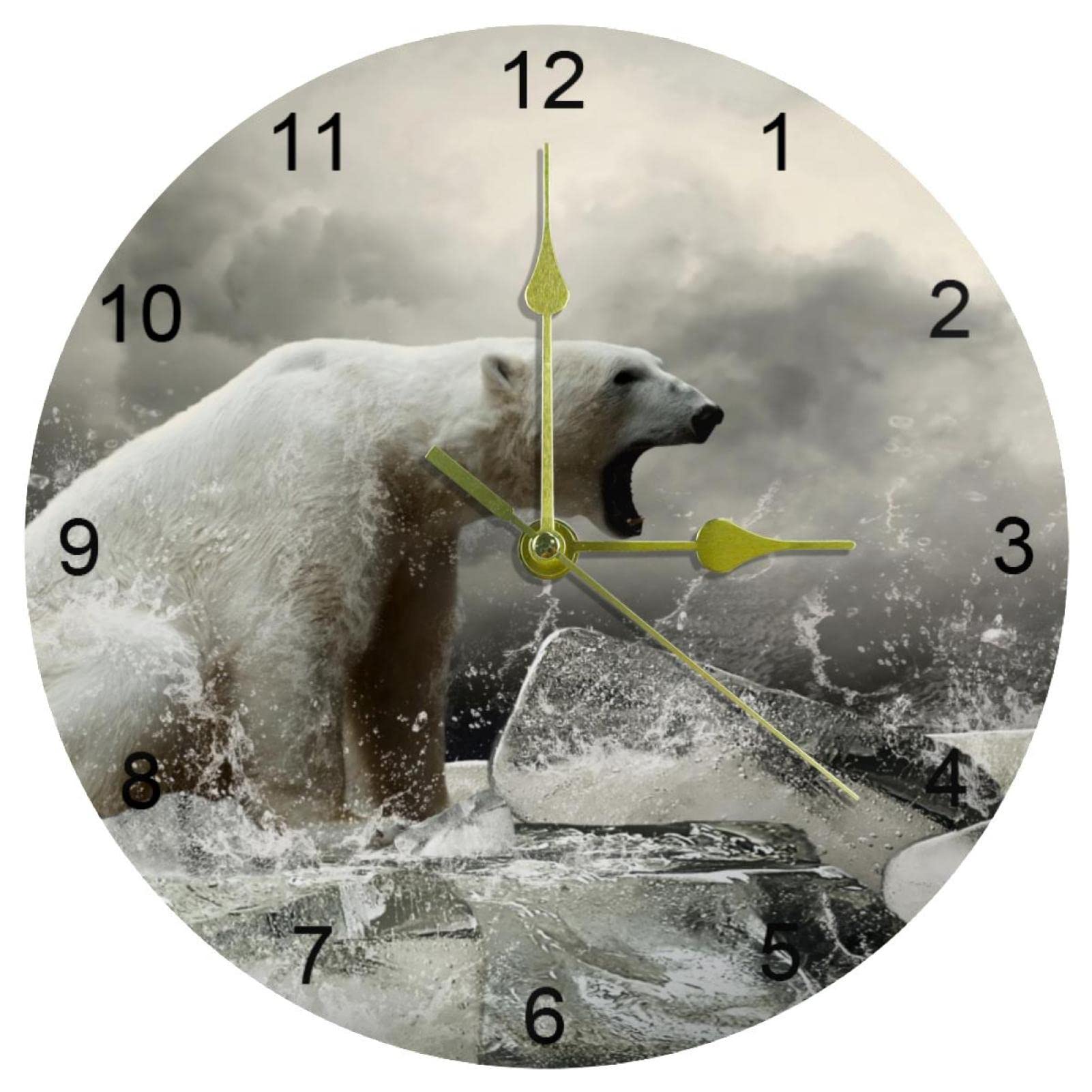 Horloge murale sans tic-tac ours polaire pour resoudre le bruit et decorer la maison