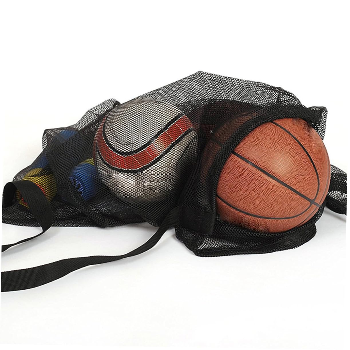 ifundom Borsa sportiva Borsa da ginnastica pallacanestro Borsa da basket palestra Maglia netto Borsa da rete per palline sportive borsa a sfera borsa da calcio con coulisse poliestere Nero