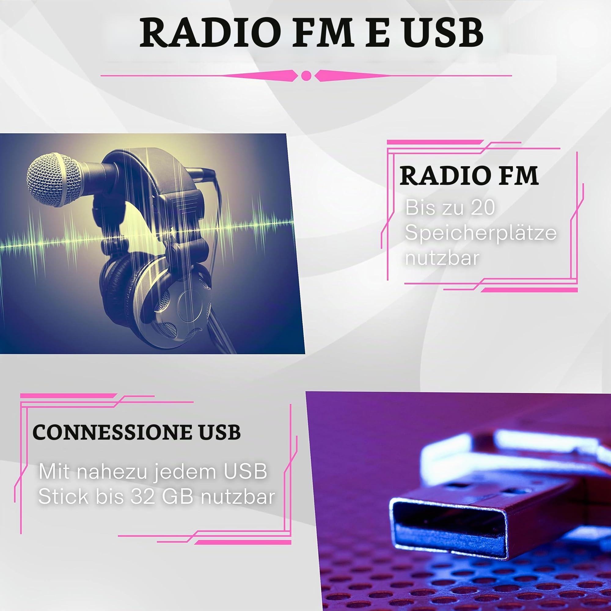 Boombox portatile lettore CD CD-R USB radio FM AUX jack cuffie impianto stereo compatto rosa Pretty Pink
