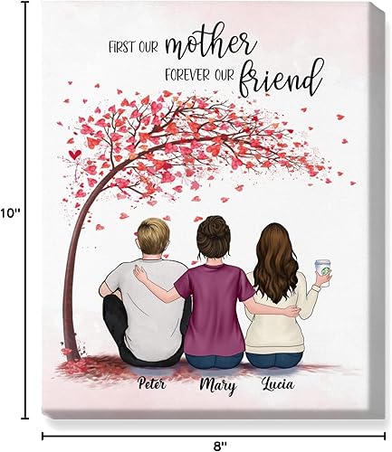 Miniatura 6 de Gossby Lienzo decorativo para pared personalizado para mamá, arte personalizado para madre e hijos con diseño, nombre, día de la madre, Navidad,