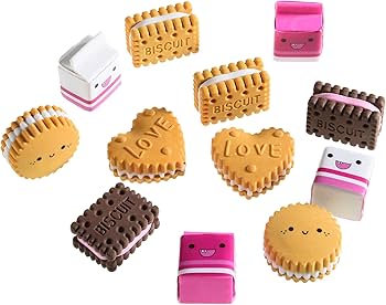 昭和レトロ クッキー？ビスケット？型消しゴム Amazon.co.jp: 子供用クッキー消しゴム 12ピース 3D かわいい食べ物