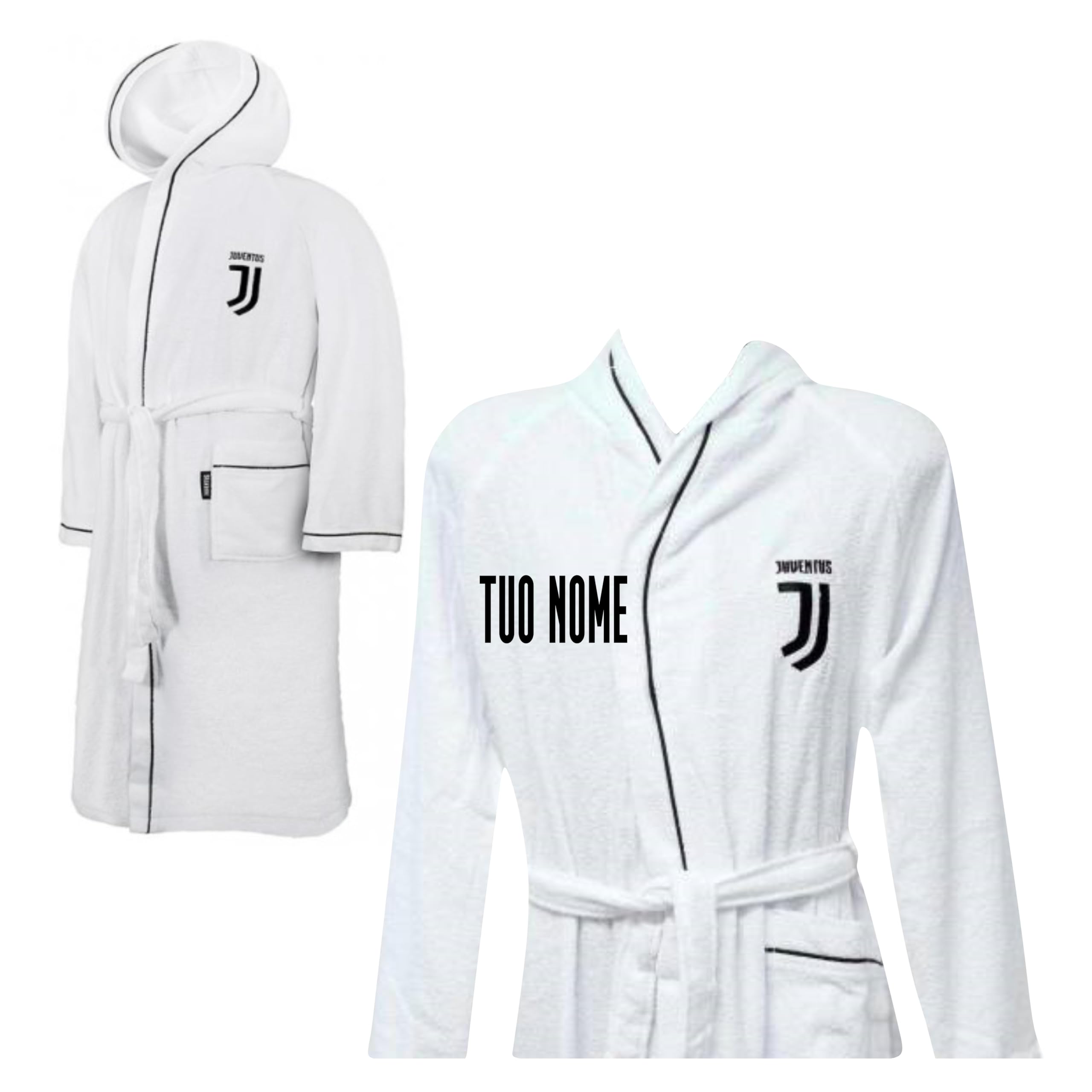 HERMET SRL Accappatoio Juventus Ufficiale Microspugna Adulto Bambino Personalizzabile