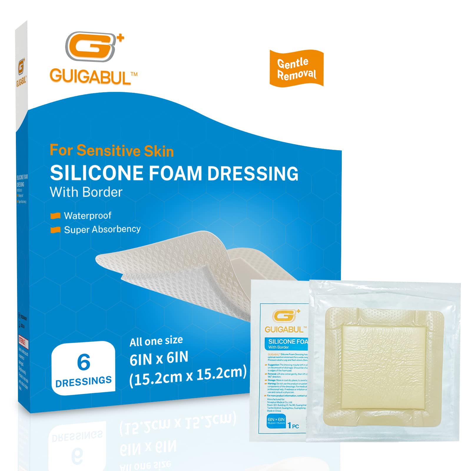 Buy Silicone Foam Wound Dressings 6’’x6’’ with Border [Pack of 6] Wound