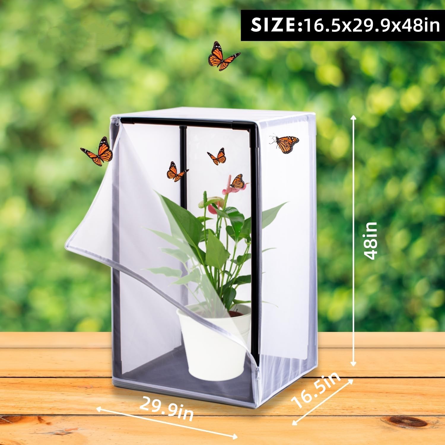 Tragbarer Insektenkäfig aus Netzgewebe für die Zucht im Freien, großes PVC-Rohr für stabilen Halt, 42 x 76 x 122 cm