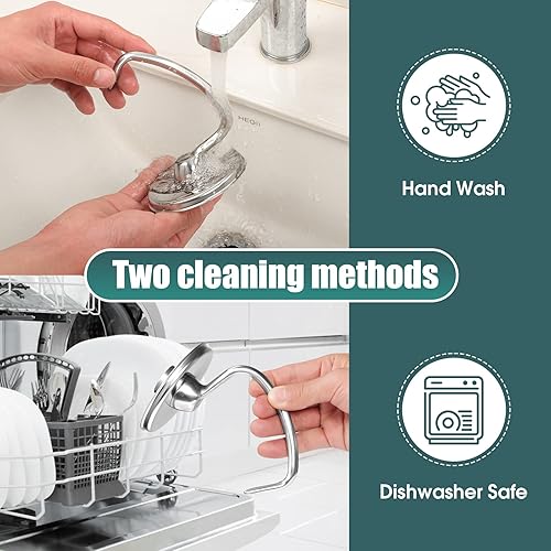 Miniatura 6 de Accesorio para mezcladores, batidor de borde flexible de acero inoxidable K45DH Gancho de masa K45WW Látigo de 6 hilos para KitchenAid 4.5-5 cuartos