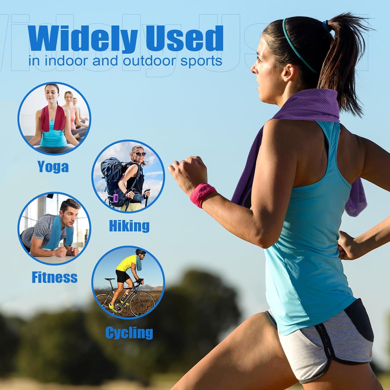 Peryiter 20 Pack Cooling Towels with Silicone Carry Cases Cooling Towels Bulk for Neck and Face Hot Weather Ice Towel Quick Drying Sweat for Sports Yoga Gym Running Fitness 10 Colors 35 x 12 Inches