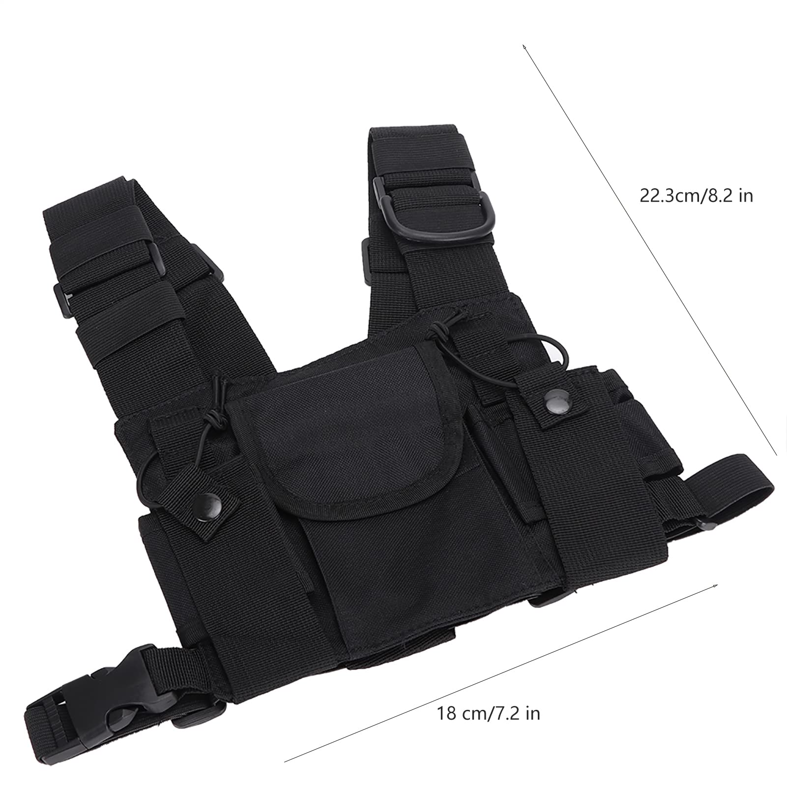Cuifati Radio Chest Harness, Walkie-Talkie Double Chest Harness Front Pack Pouch Holster Vest Rig for Two Way Radio Walkie Talkie for Firefighting/Military/Rescue Essentials