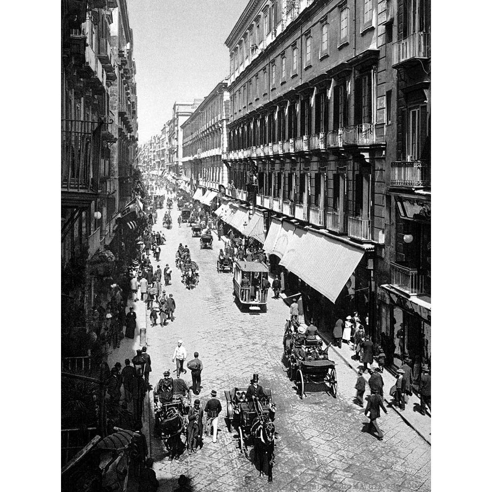 Wee Blue Coo Via Roma Naples Italy 1895 Vintage History Old BW Art Print Poster Wall Decor 12X16 Inch