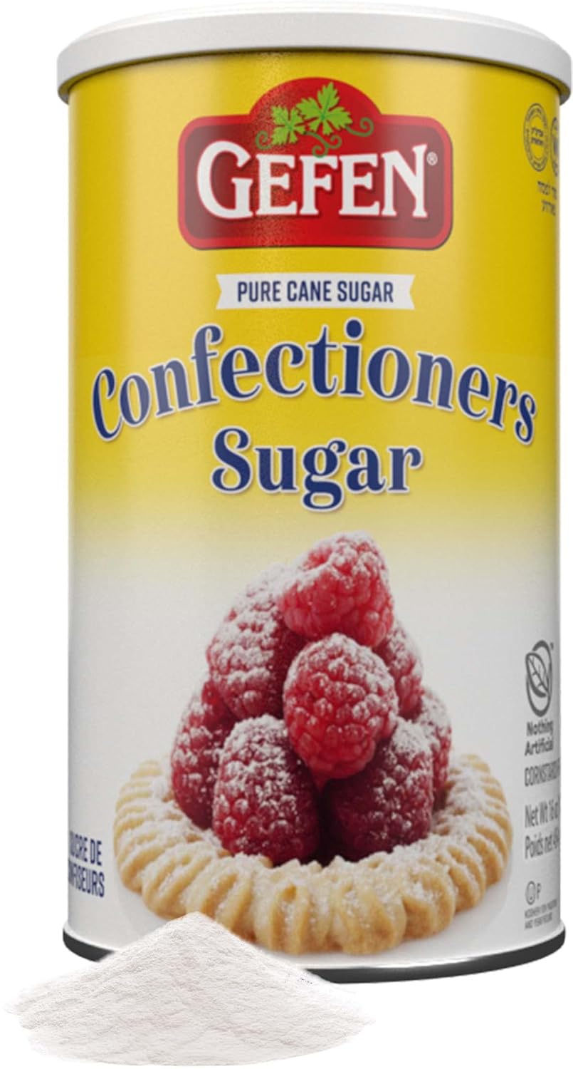 Gefen Confectioners Sugar, 16oz (1 Pound) Resealable Container No Cornstarch