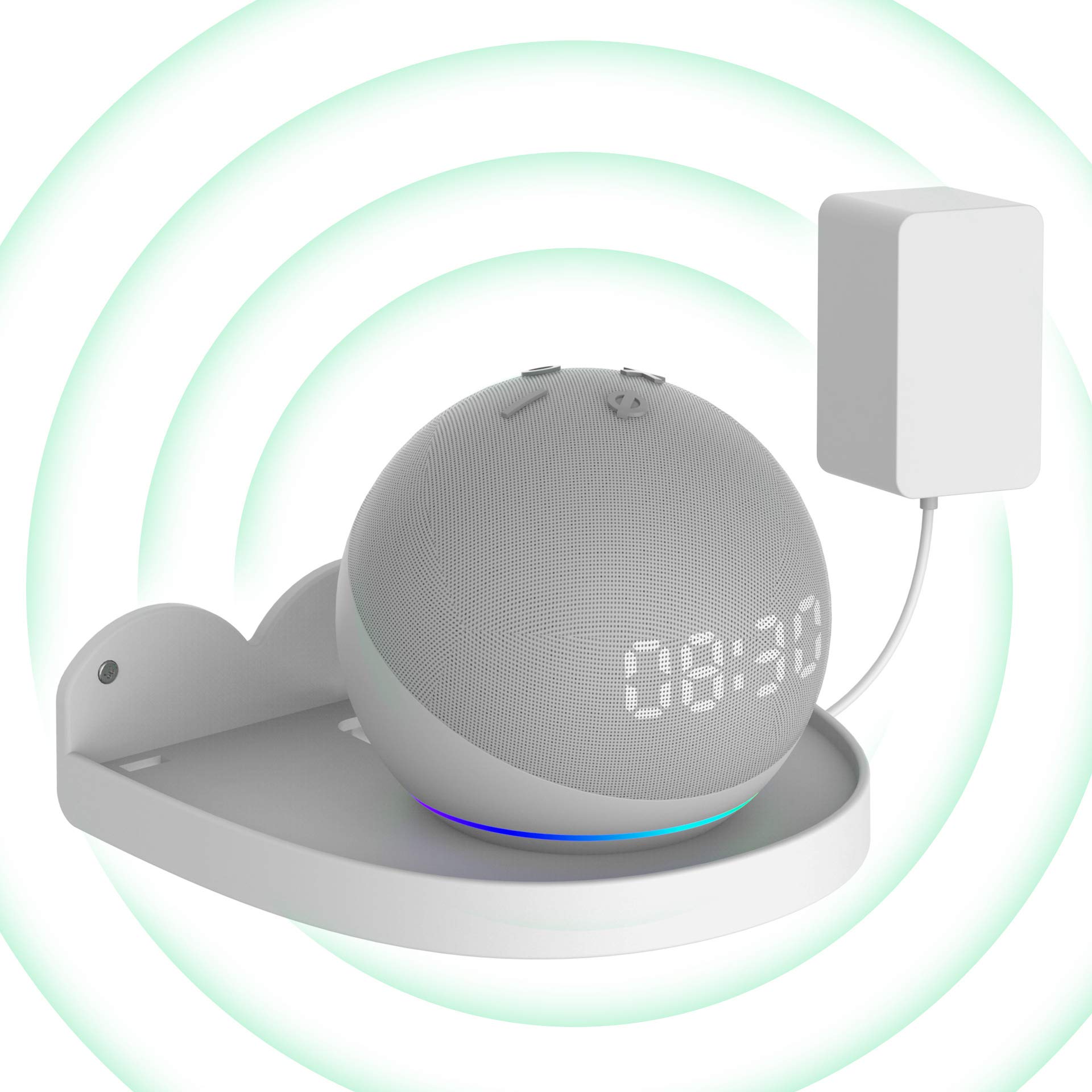 Accessoire Echo Dot 4 et 5 support blanc avec range câble intégré - 8