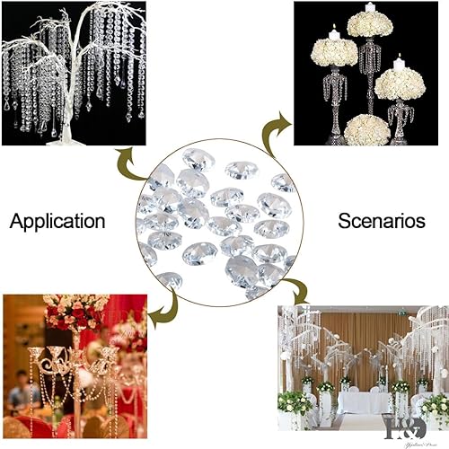 Miniatura 2 de H&D 100 piezas de cristal transparente de 0.709in, 2 agujeros, cuentas octagonales, lámpara de araña de cristal prismas para colgar piezas